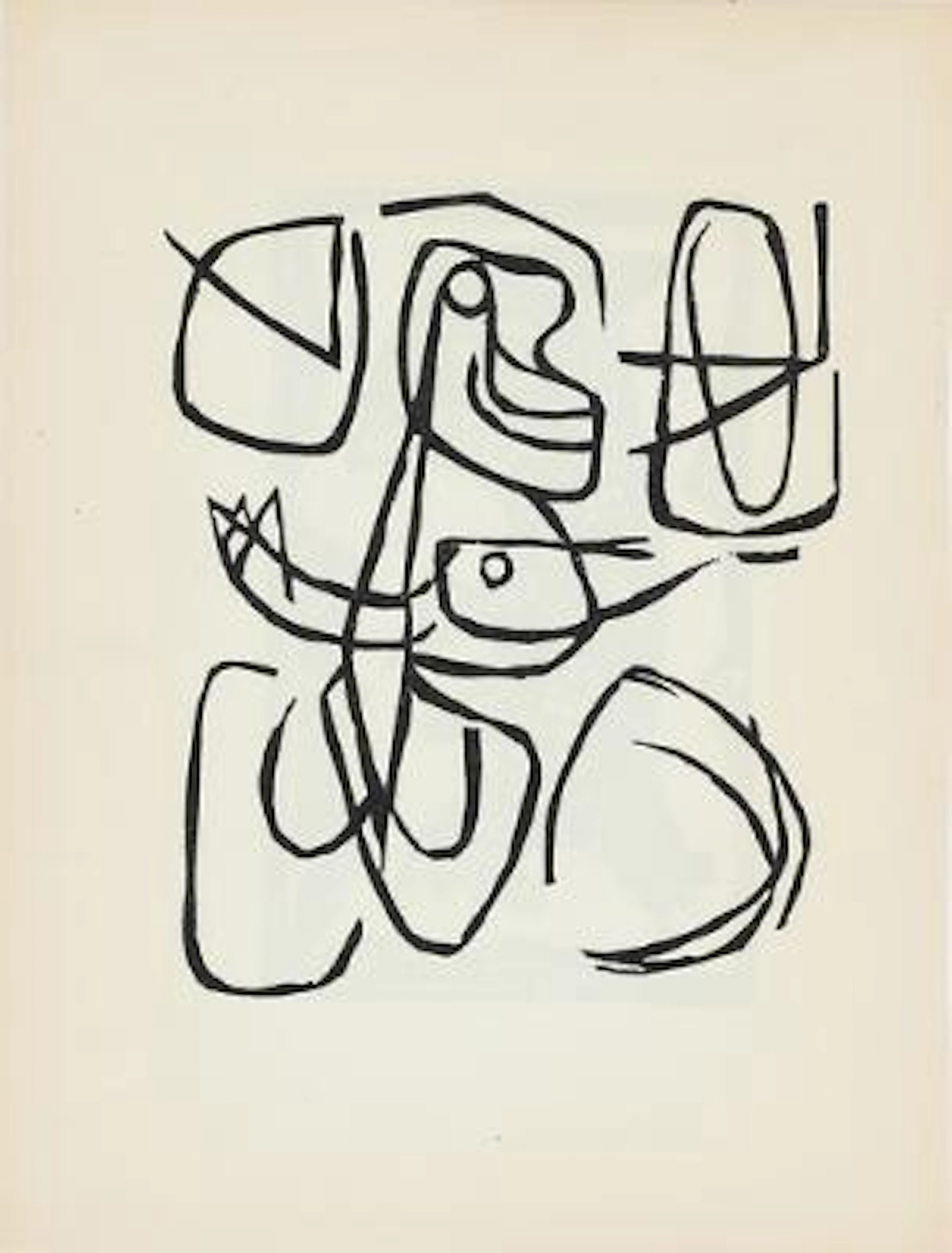 Asger Jorn: Untitled. Unsigned. Linocut. Published in, and by, Helhesten.