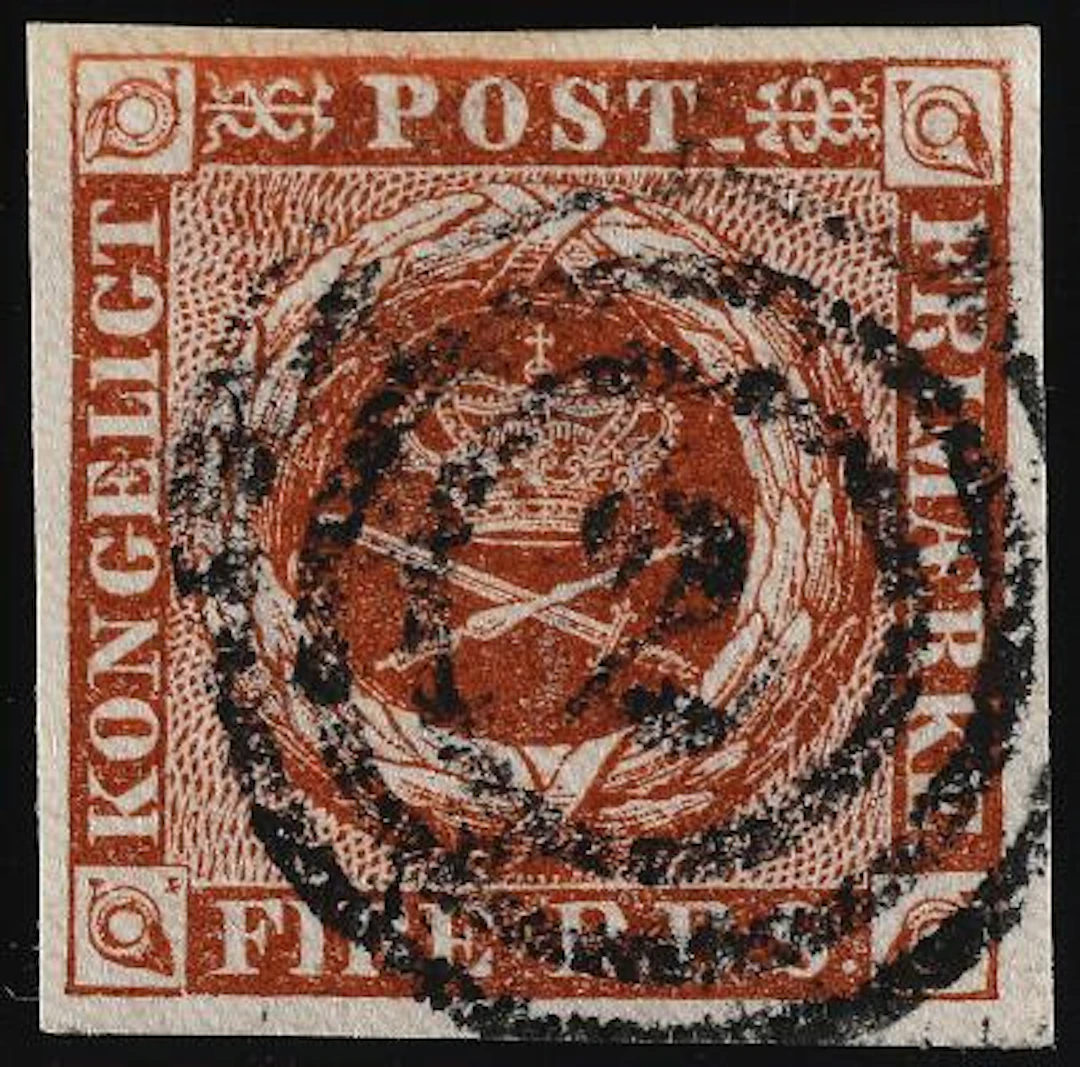 1854. 4 RBS, chestnut brown. Thiele III, plate III. Wide margined