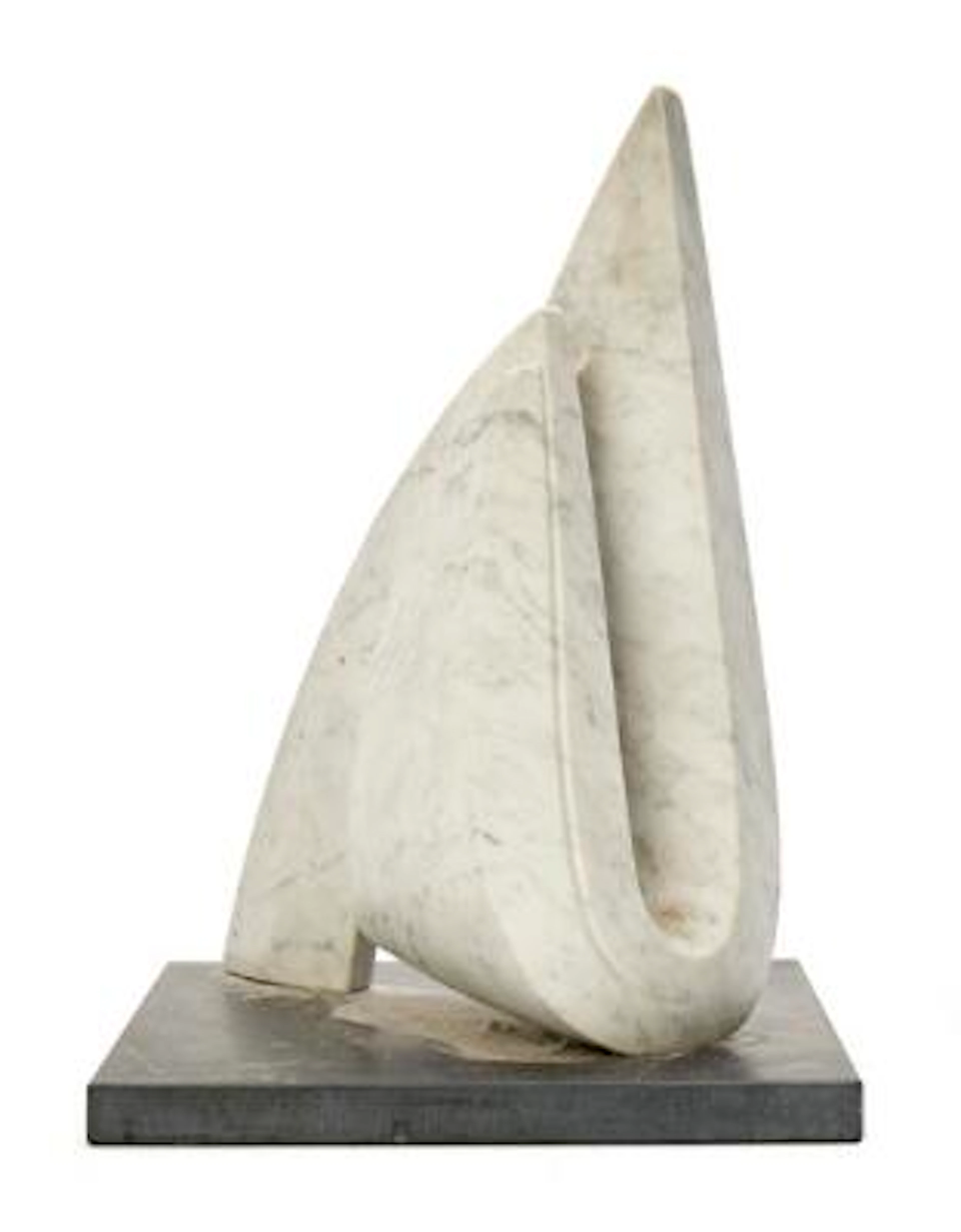 Barbara K. Shanklin: Untitled. Unsigned. White marble on granite base.