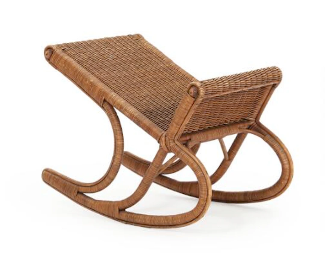 Robert Wengler: Rocking stool in woven rattan. Manufactured and marked