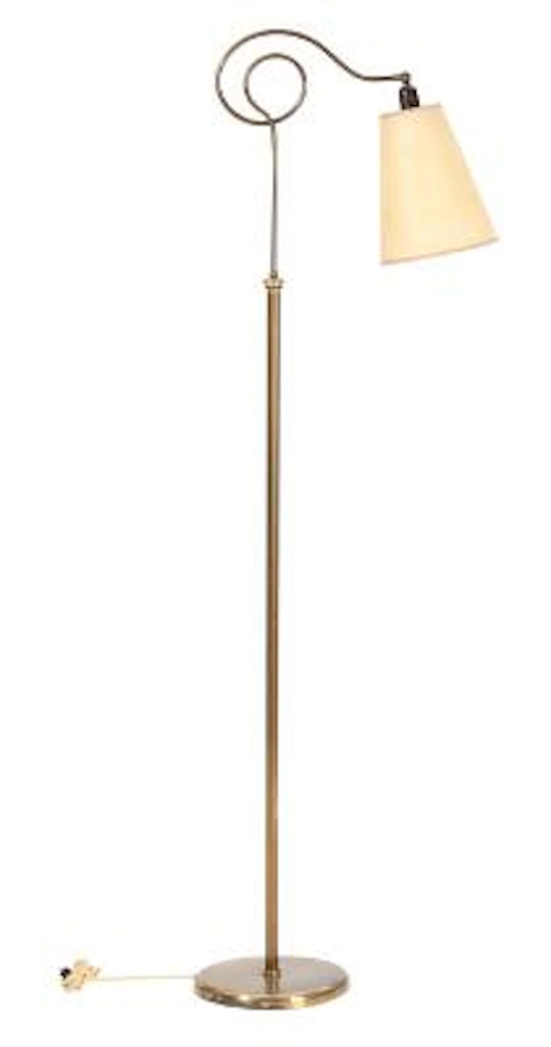 Danish design: An adjustable brass floor lamp. 1930-40s. H. 140-175