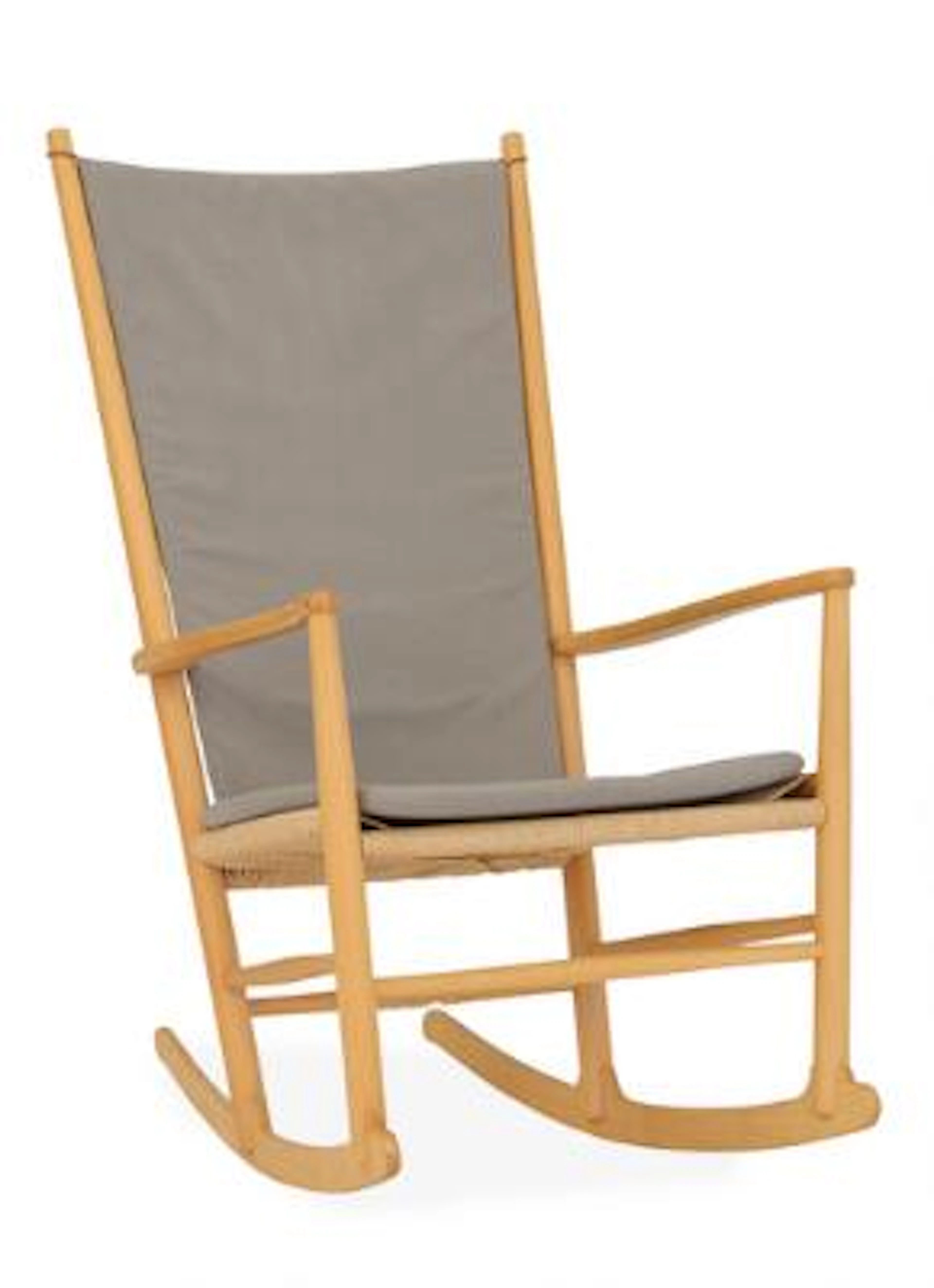 Hans J. Wegner: “J16”. Beech rocking chair. Seat with wowen papercord.