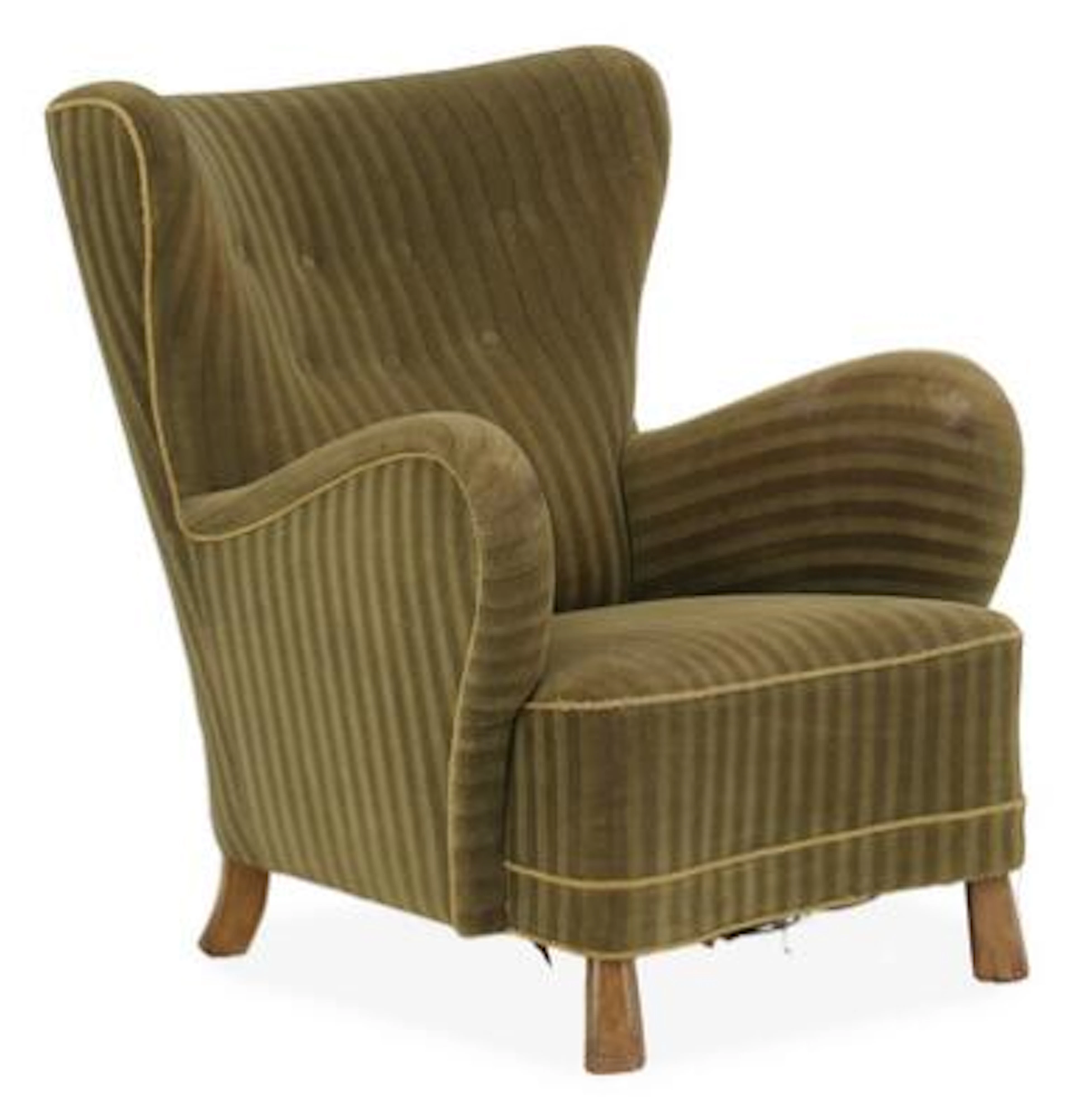 Danish cabinetmaker: Easy chair with stained beech legs. Seat and