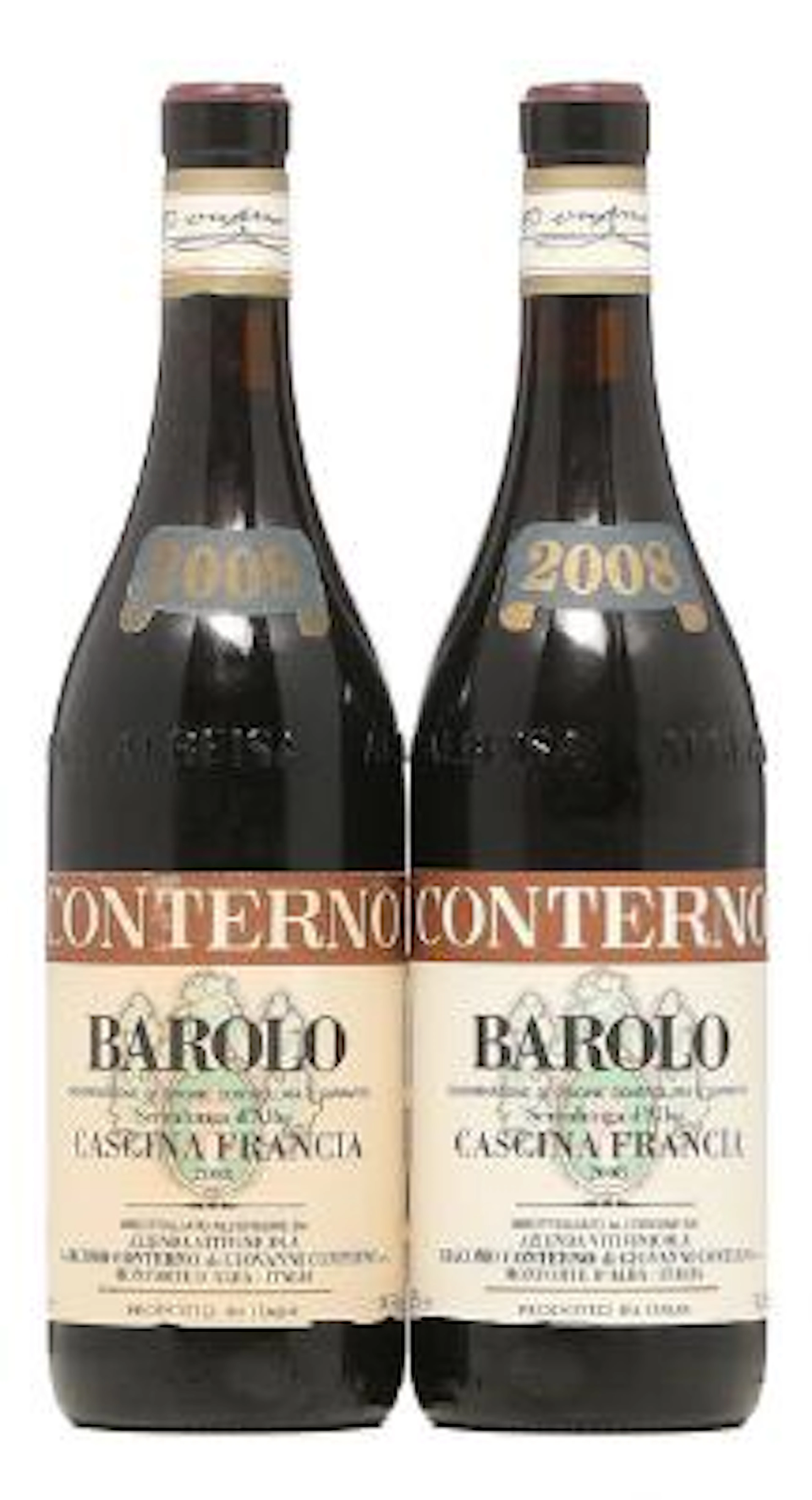 2 bts. Barolo "Cascina Francia", Giacomo Conterno 2008 A (hf/in).
