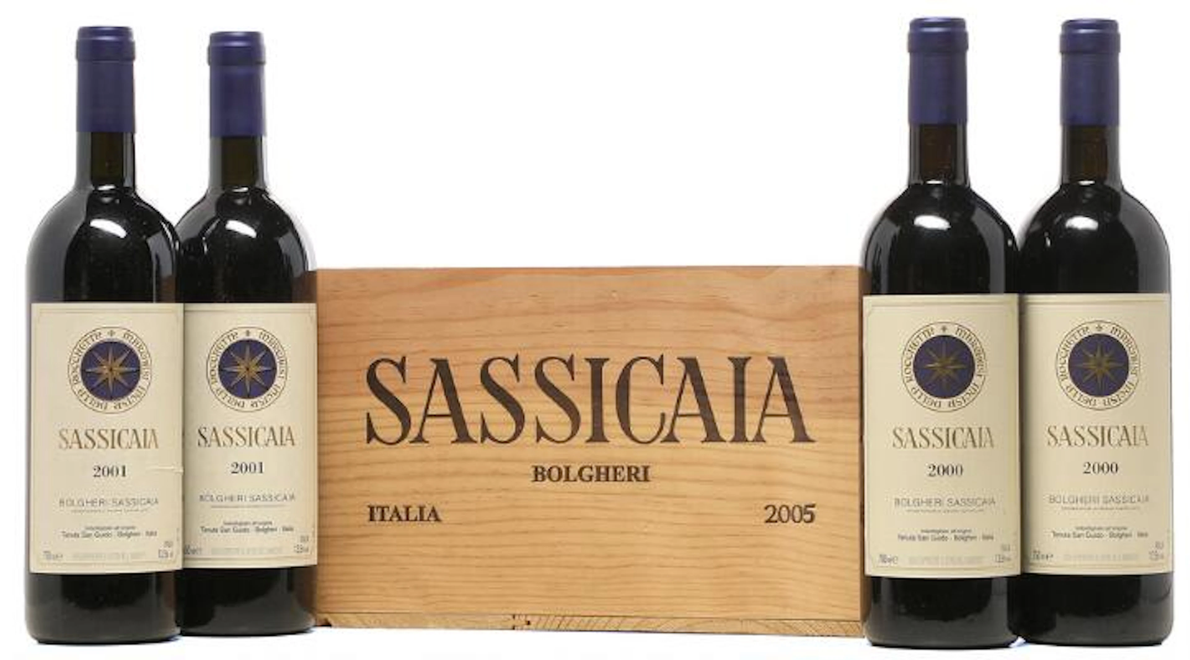 2 bts. Sassicaia IGT, Tenuta San Guido 2000 A (hf/in). etc. Total