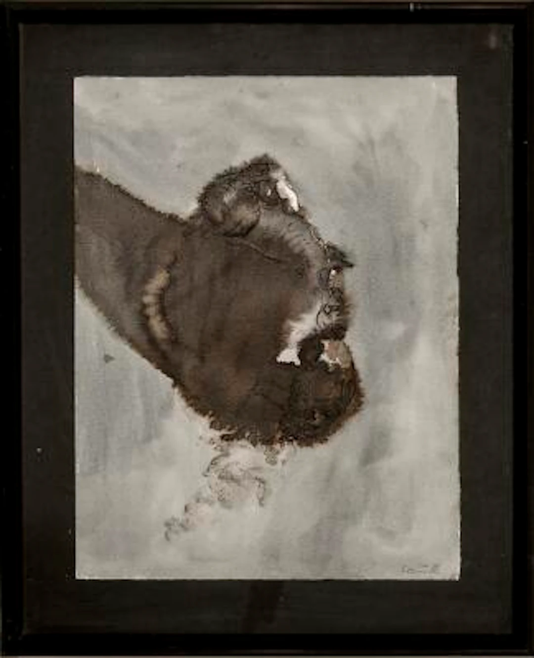Michael Kvium: Untitled. Signed Kvium 88. Watecolour on paper. 33