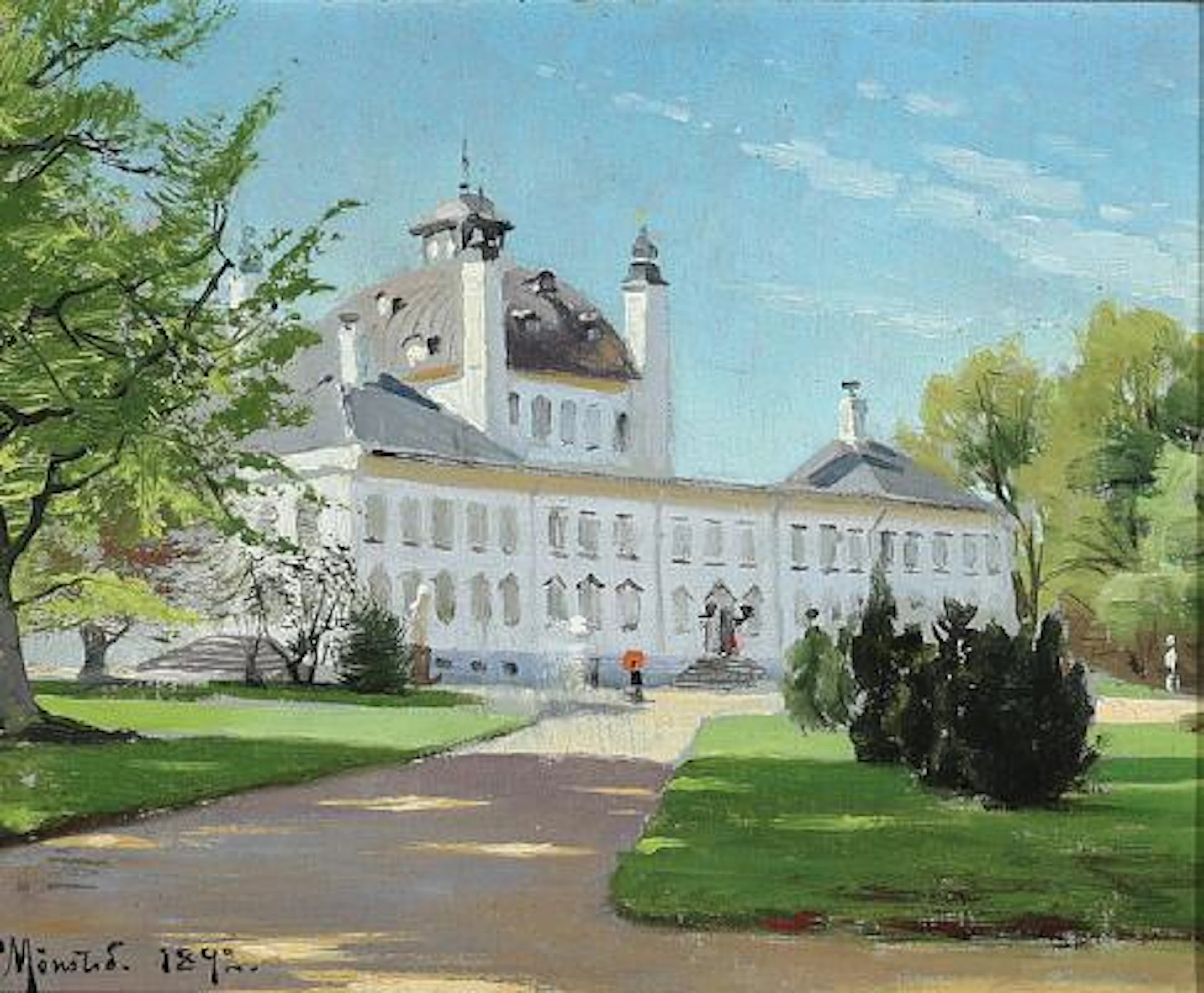 Peder Mønsted: View from Fredensborg Castle. Signed P. Mønsted 1892.