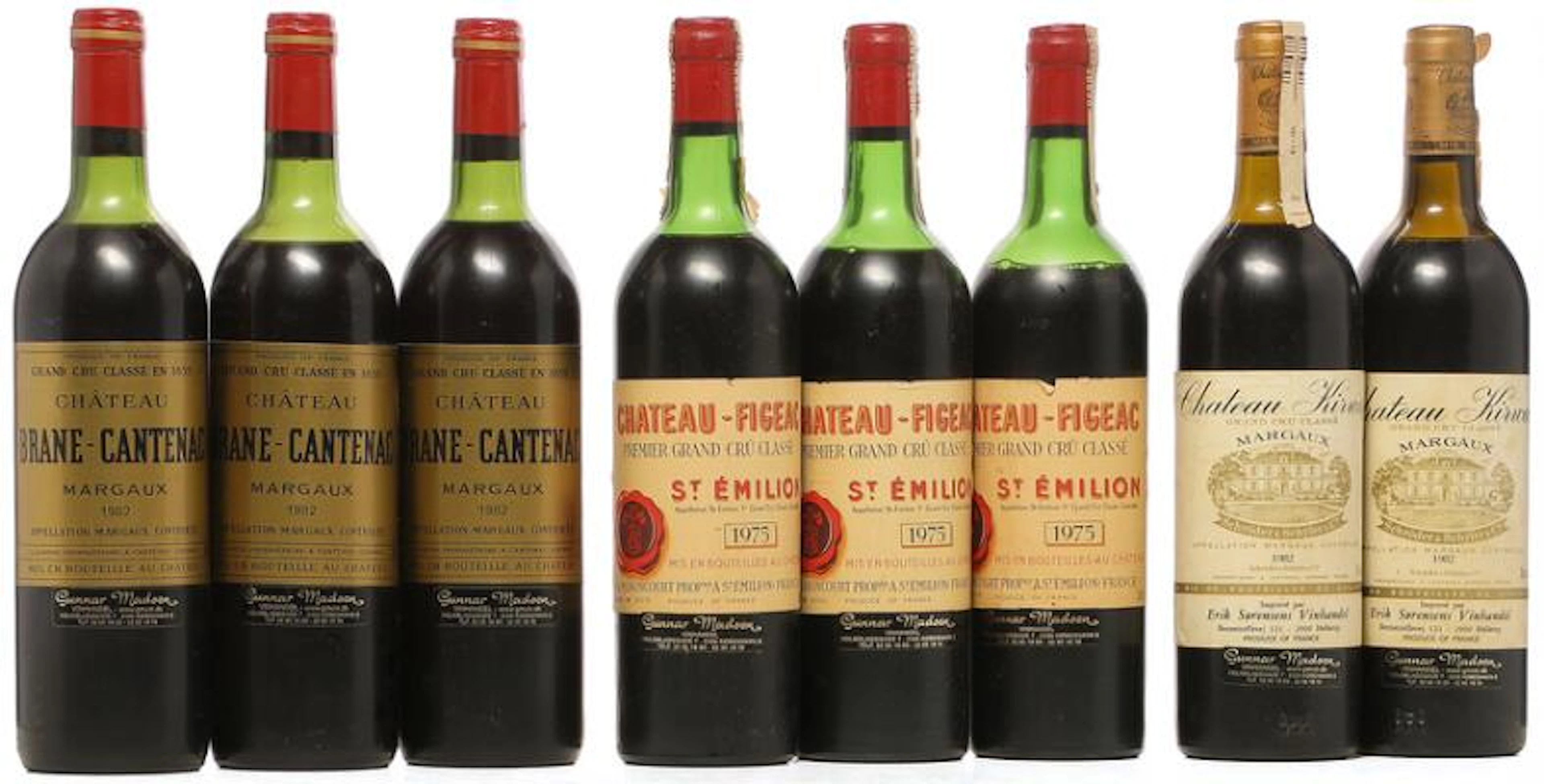 3 bts. Château Brane Cantenac, Margaux. 2. Cru Classé 1982 etc. Total