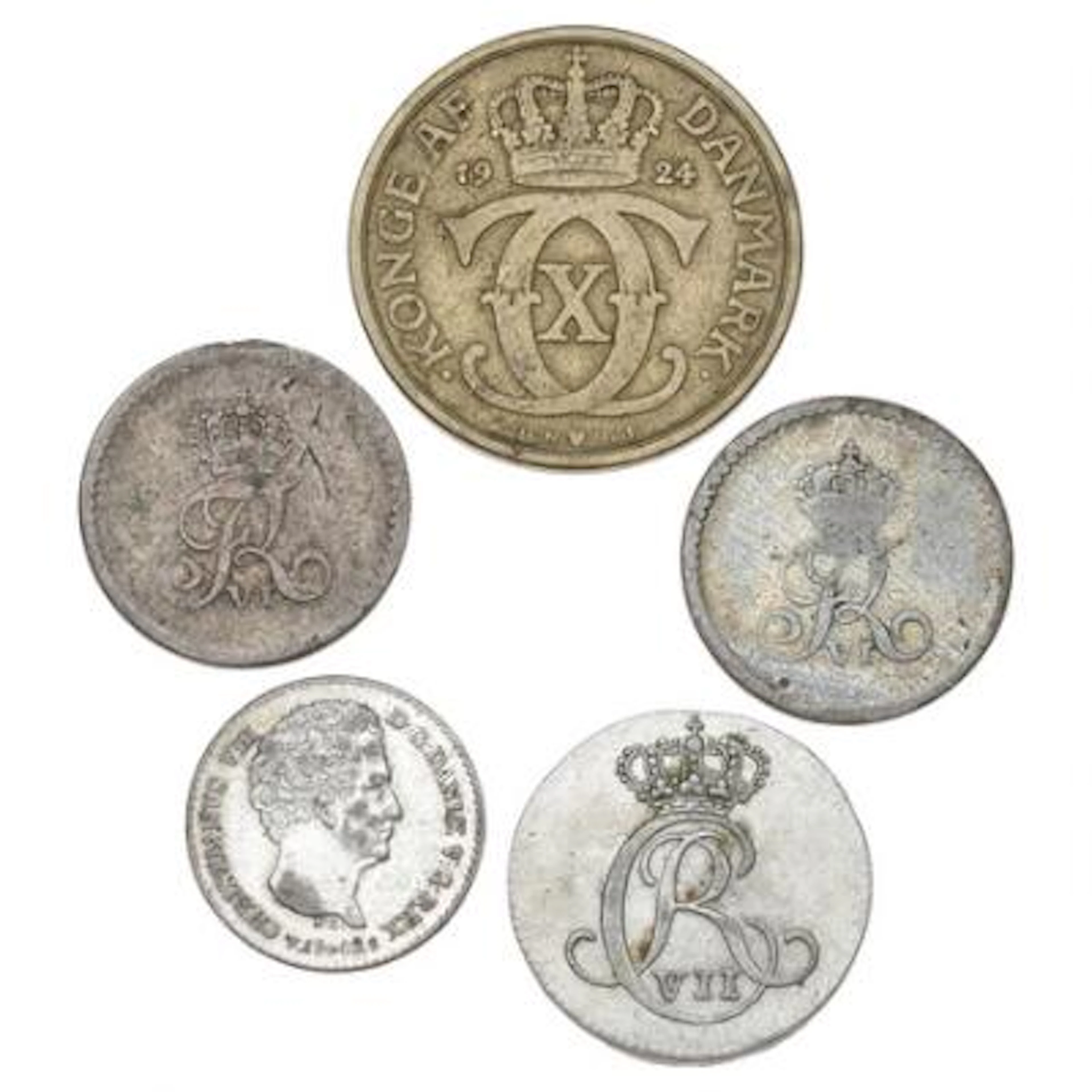 Frederik V–Frederik VII, collection of skillings coins, as well as