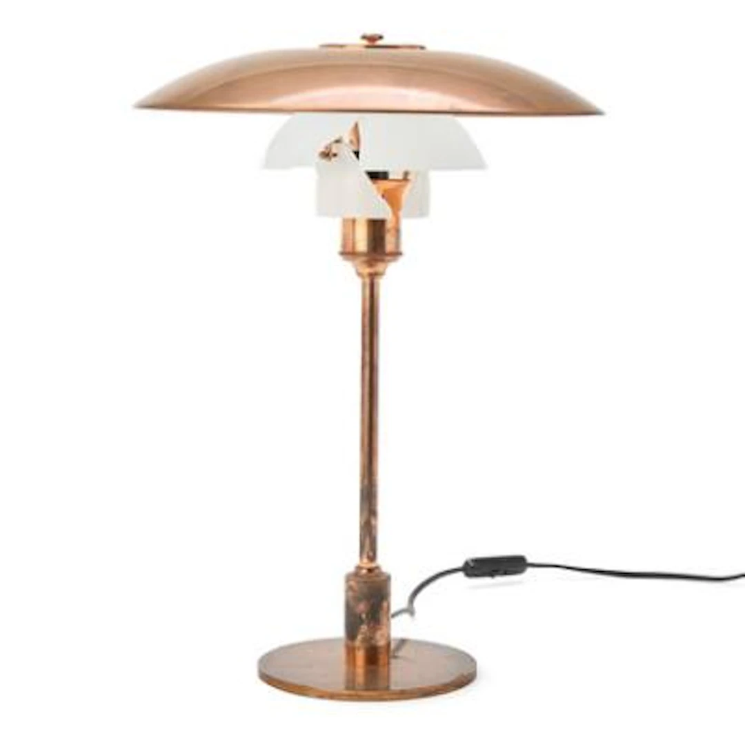 Poul Henningsen: “PH-3,5/2,5”. Copper and multi-layer opal glass table