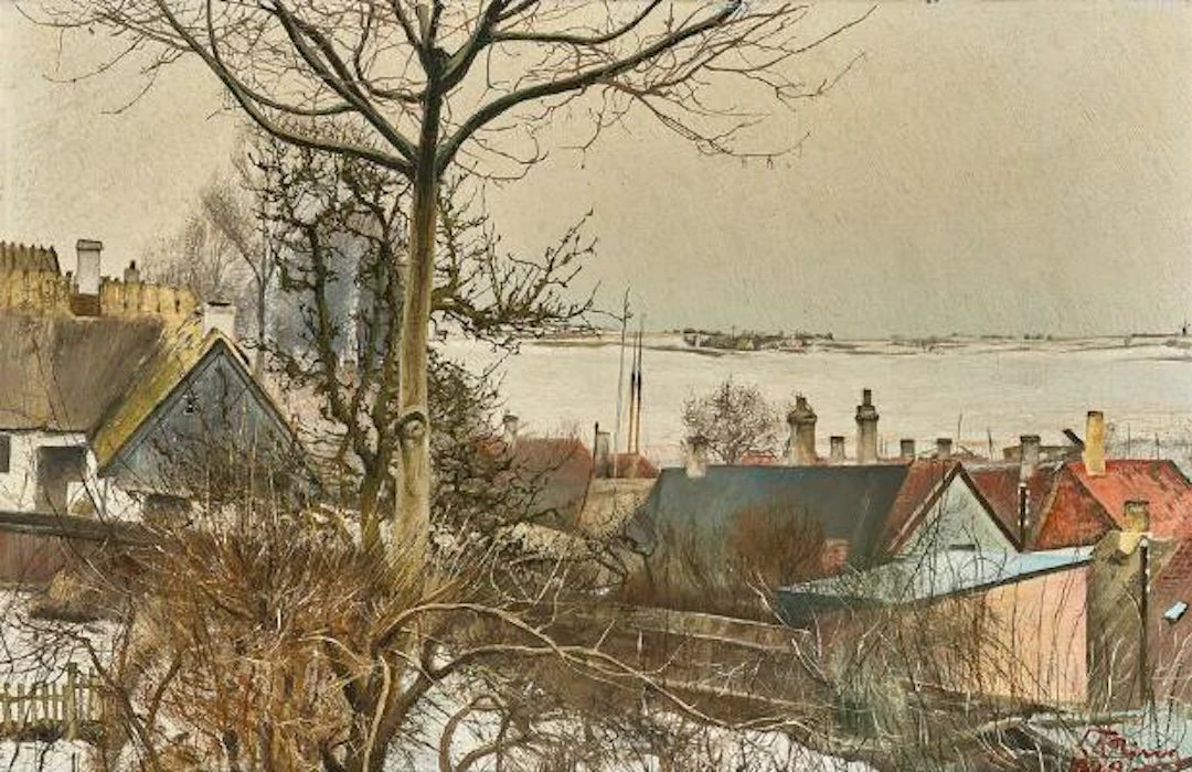 L. A. Ring: View over Roskilde Fjord. Signed and dated L.A. Ring 1929.