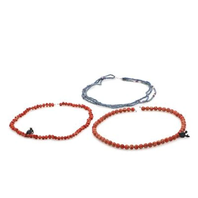 Ole Lynggaard: Three necklaces with coral, rose quartz, amethyst etc.