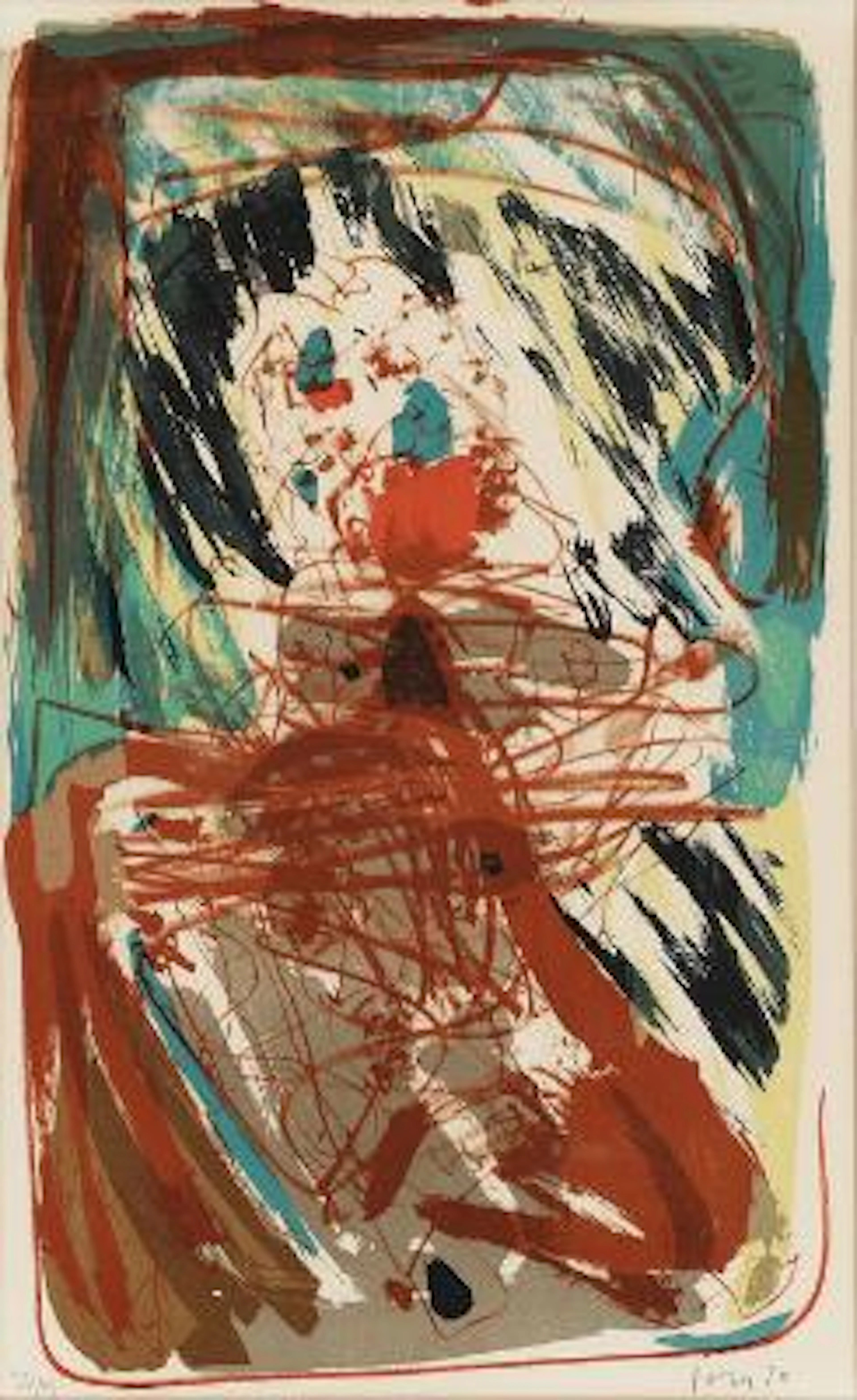 Asger Jorn: Untitled. Signed Jorn 70, 21/75. Lithograph in colours.