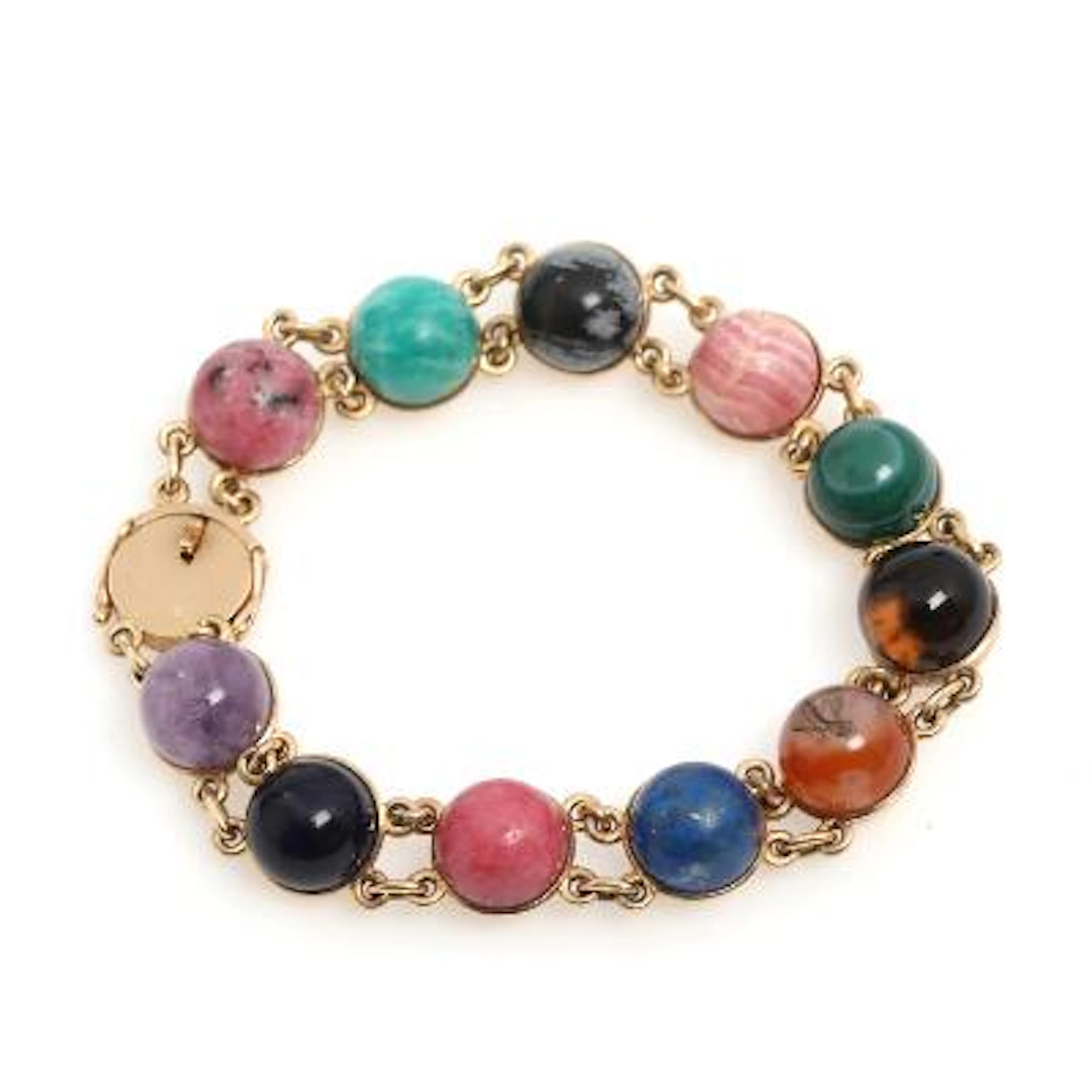 Sven Haugaard: A multi-gem bracelet set with beads of amethyst, lapis