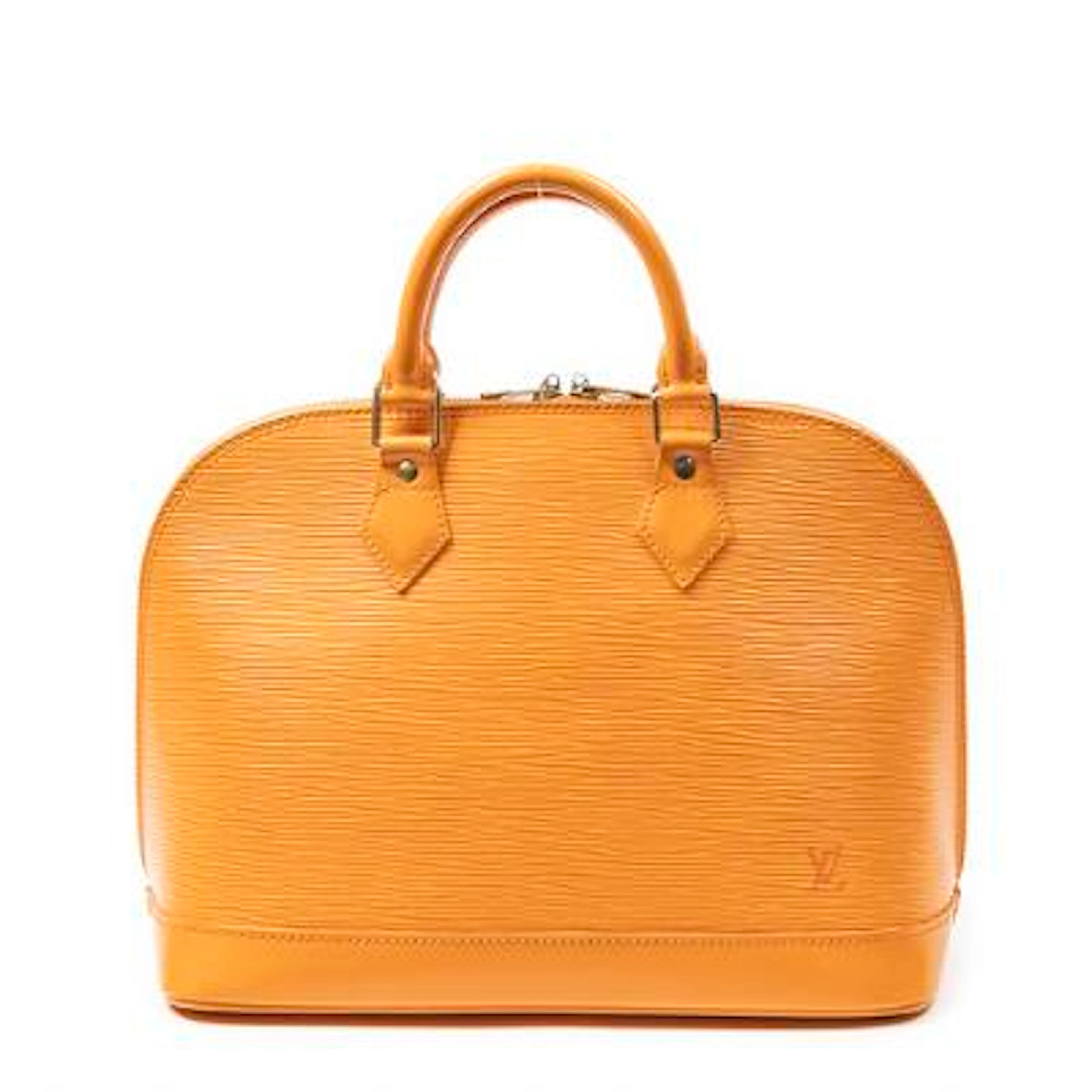 Louis Vuitton: An "Alma" handbag of orange Epi-leather with two handles