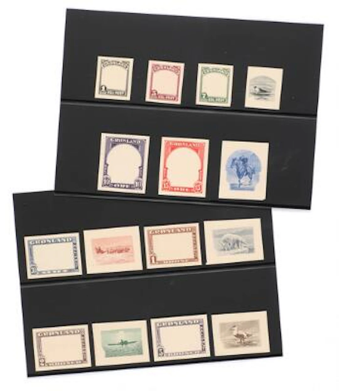 Greenland. 1945. Proofs. Complete set colour proofs for the American