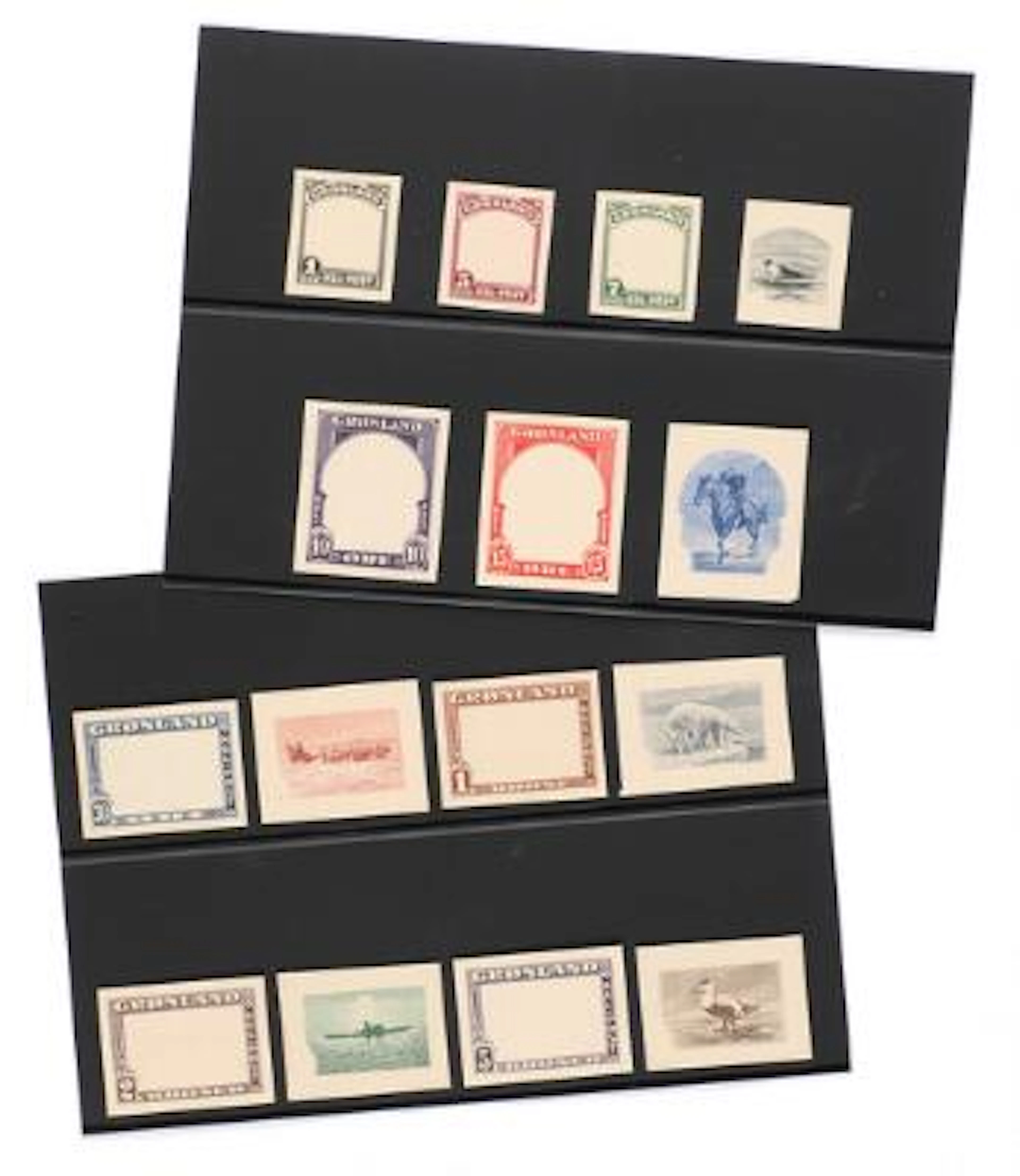 Greenland. 1945. Proofs. Complete set colour proofs for the American