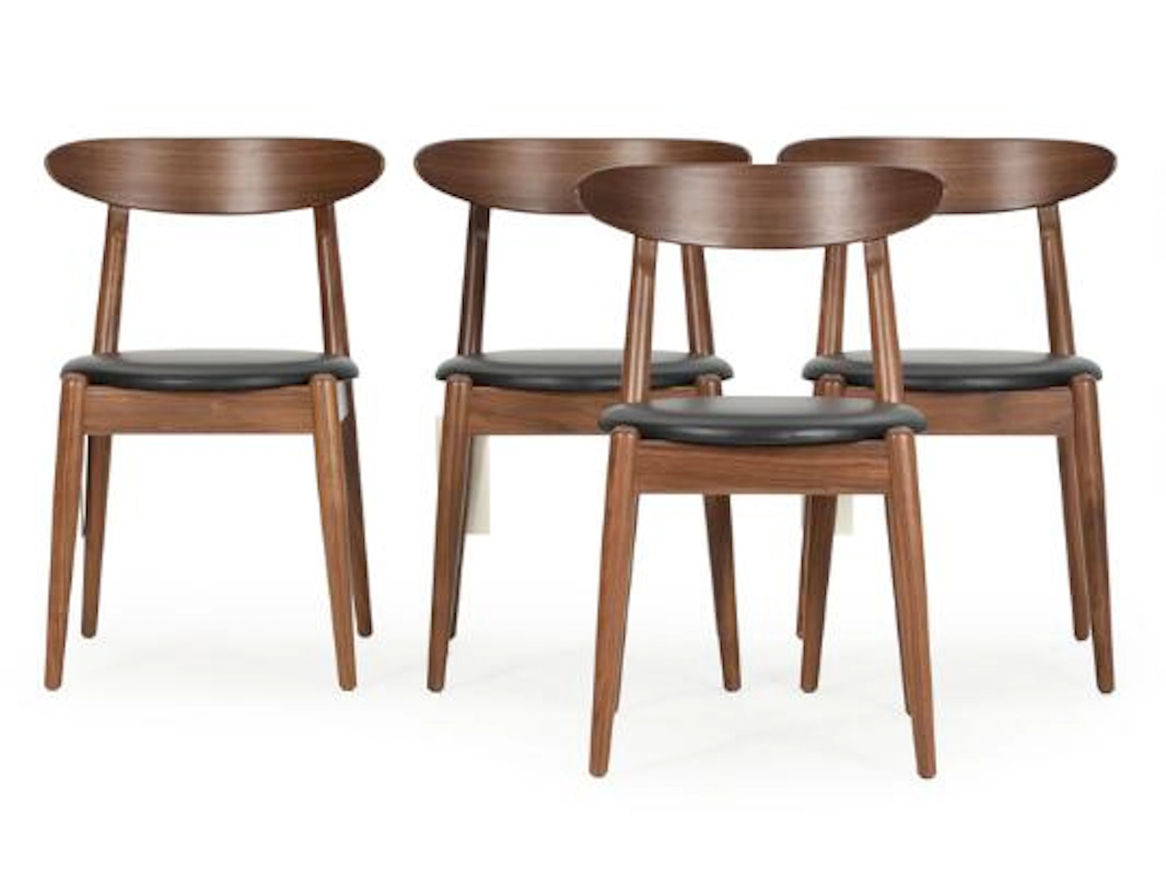 Vilhelm Wohlert: "Louisiana Chair". Four walnut chairs, upholstered