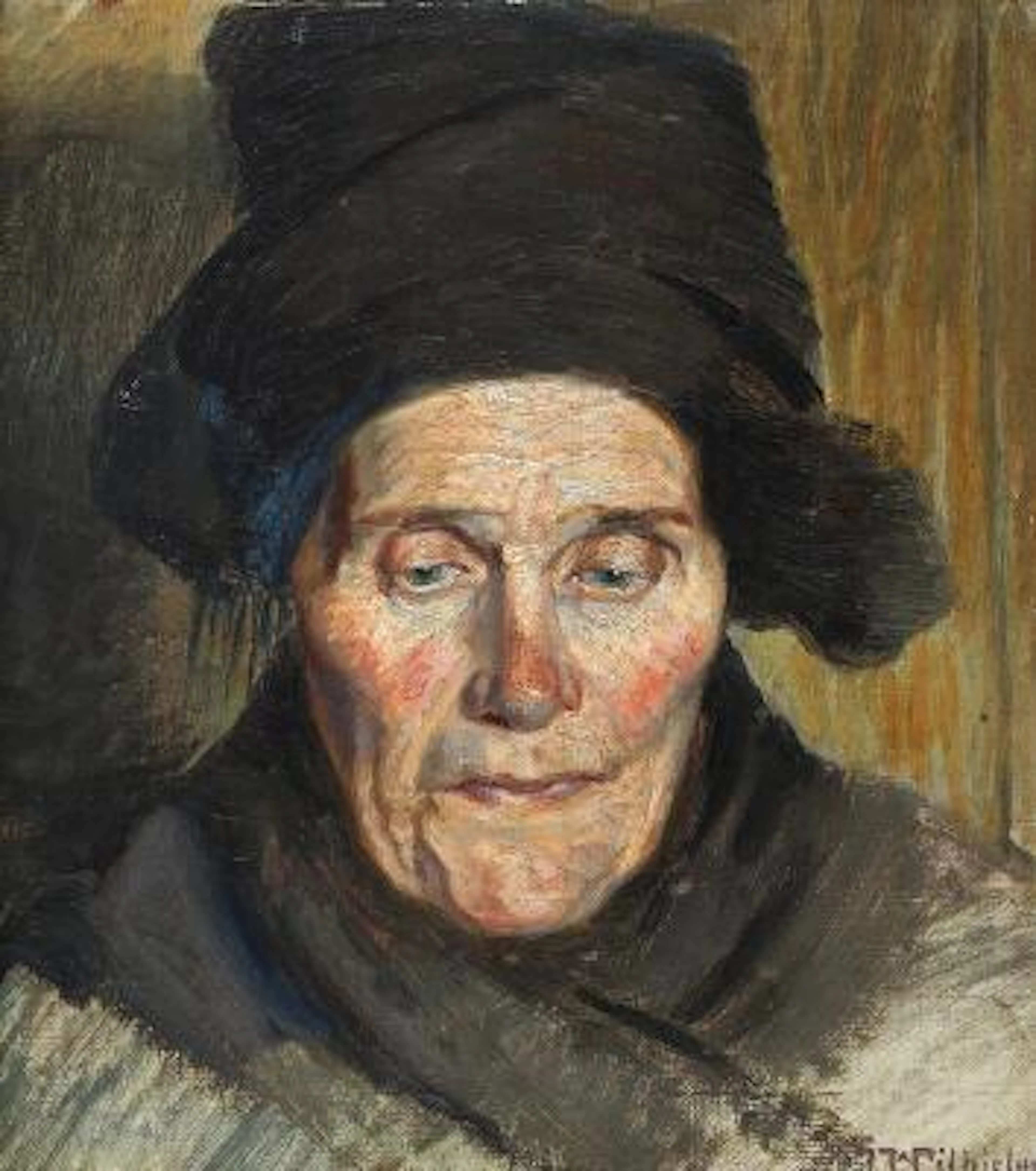 Johannes Wilhjelm: Study Head of a Woman from Föhr. Signed J. Wilhjelm.