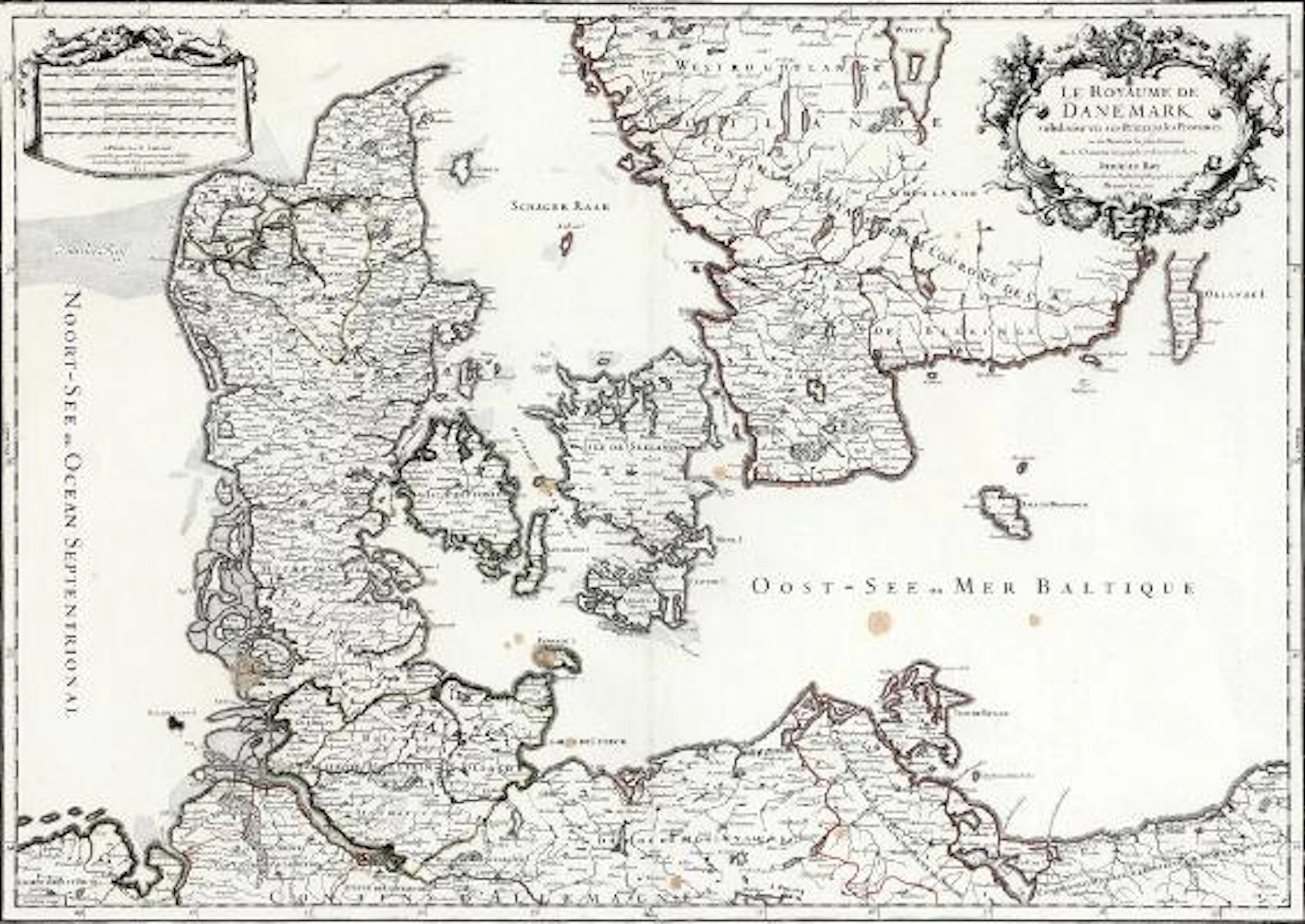 Alexis Hubert Jaillot: "Le Royaume de Danemark". 1695. Handcoloured