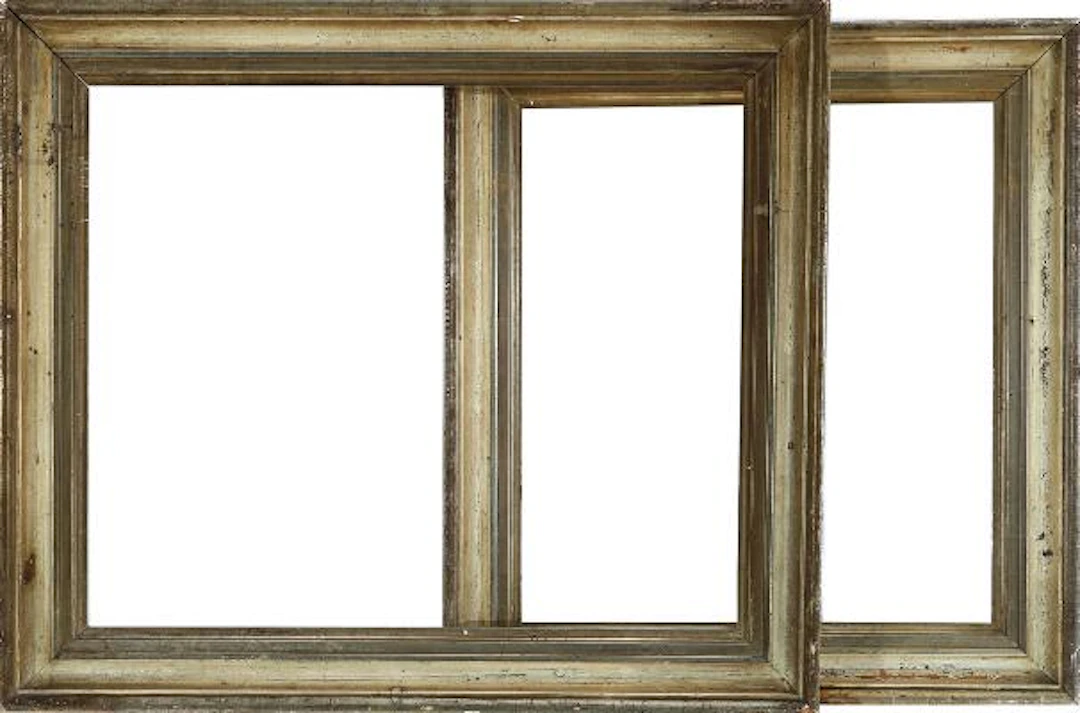 Two 19th century silvered wooden frames. 55 x 50 cm and 56.5 x 67