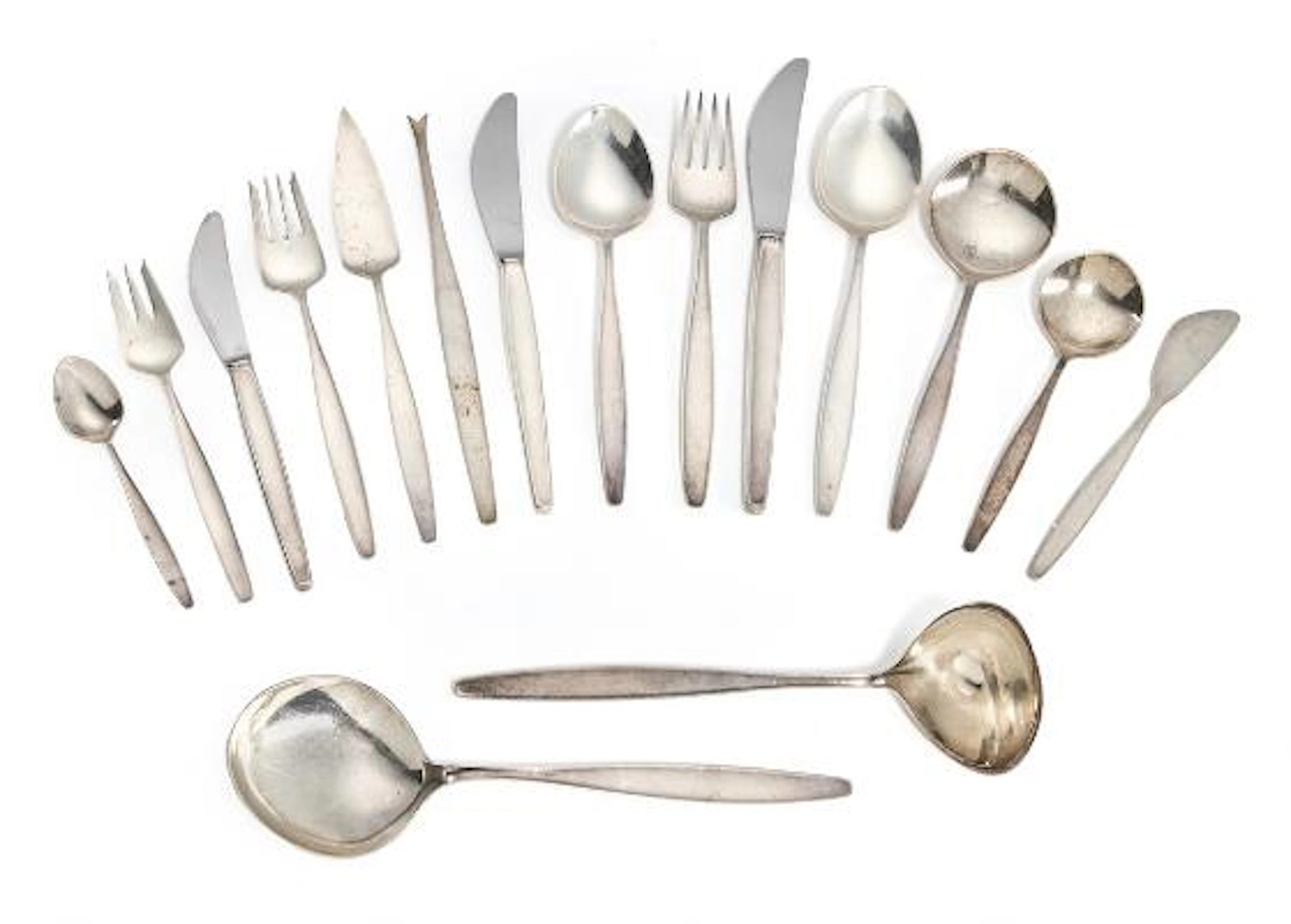 Tias Eckhoff: "Cypress". Sterling silver cutlery set. Georg Jensen
