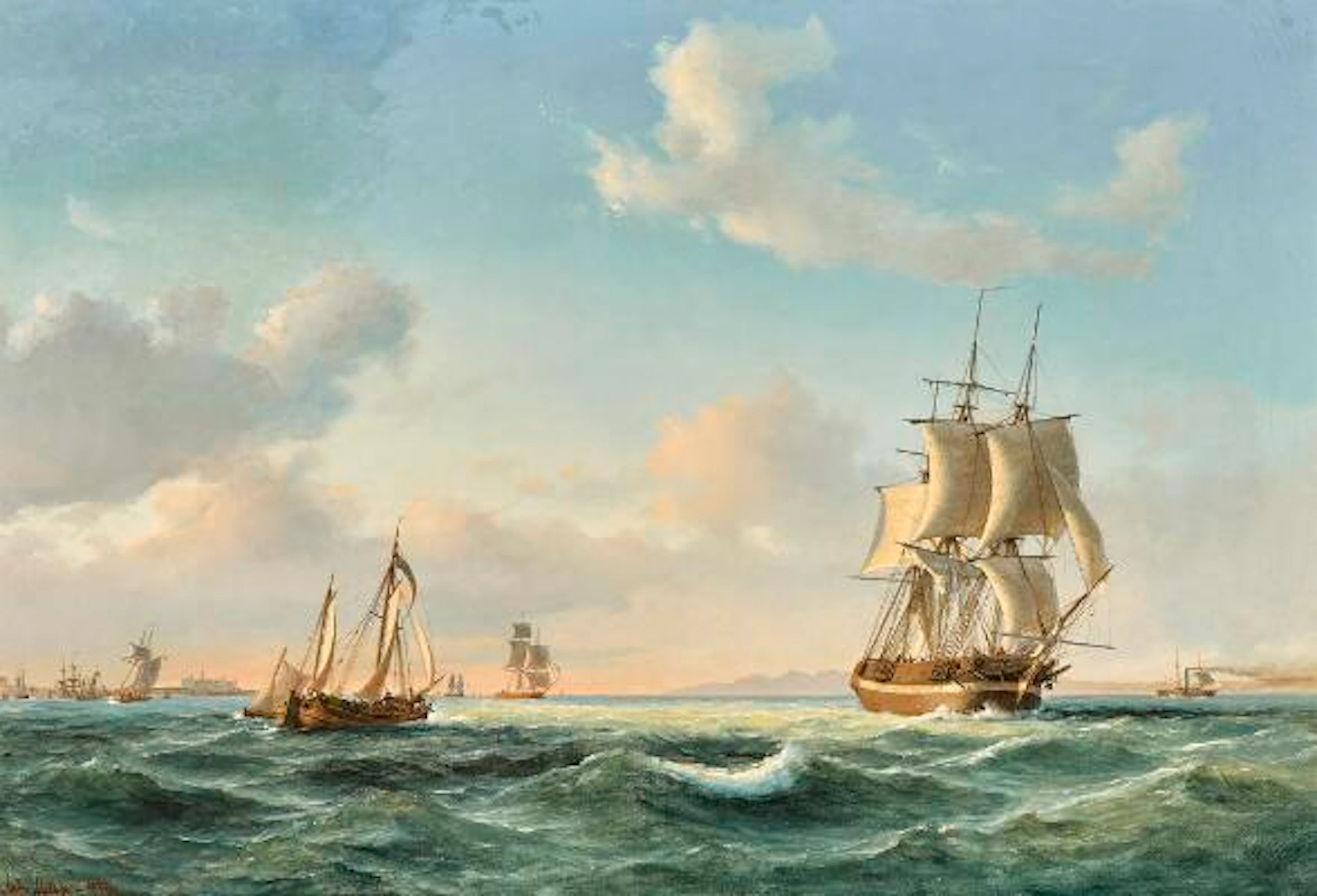 Anton Melbye: The sailing ship “Johanna” and other vessels in Sundet