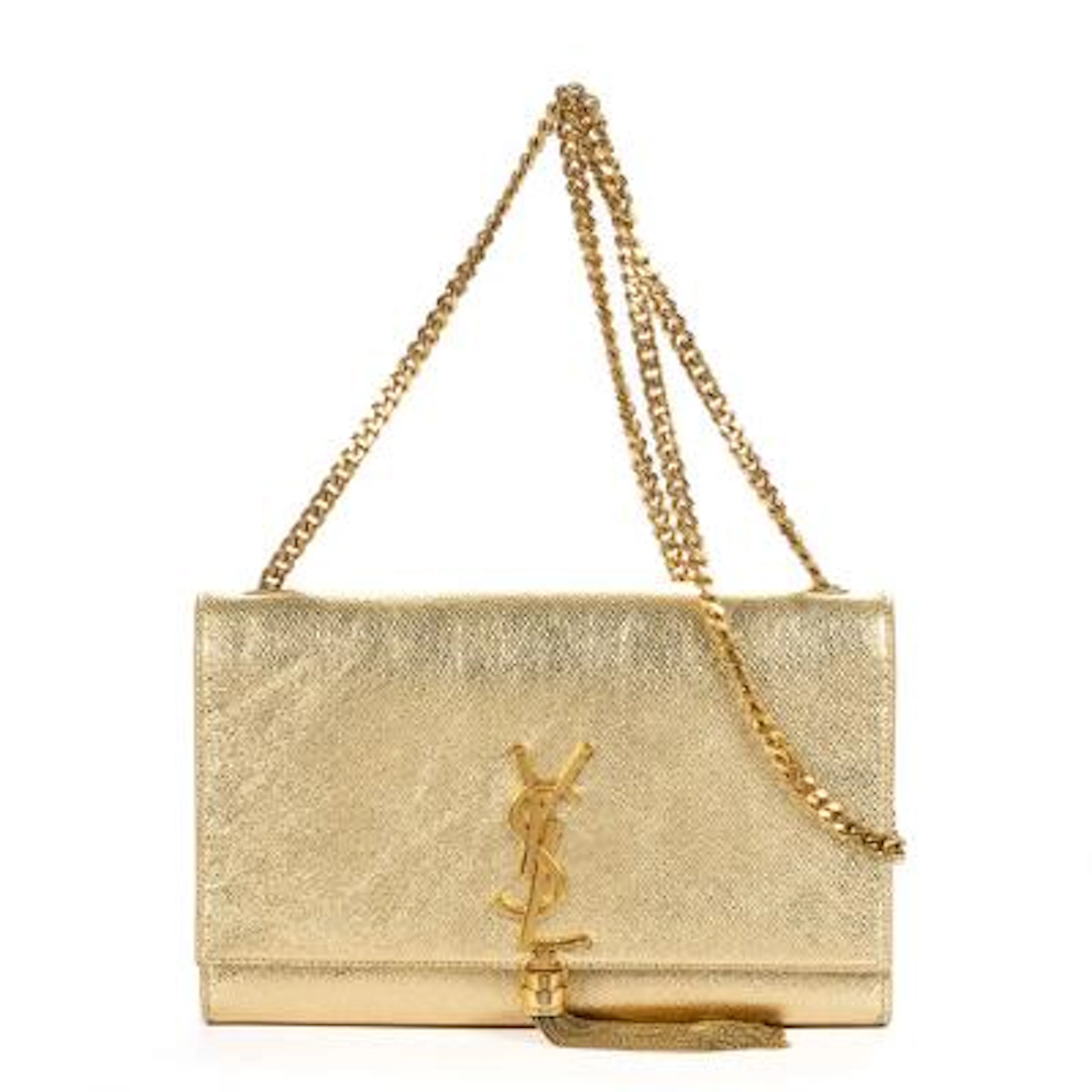 Yves Saint Laurent: "Medium Kate Wallet on Chain" bag in golden leather