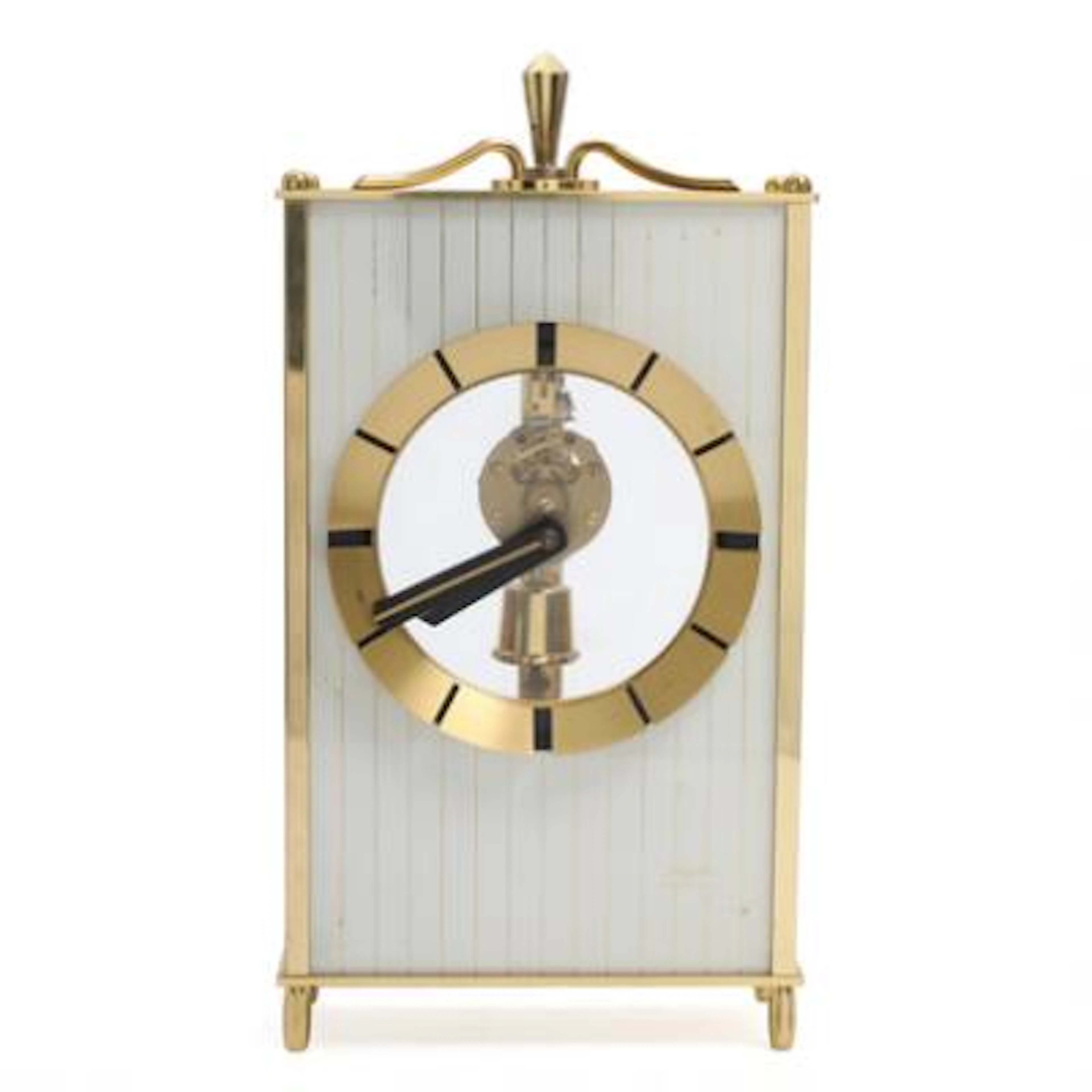 German mantel clock in case of gilt brass. Kundo. 1960s. H. 27. L.