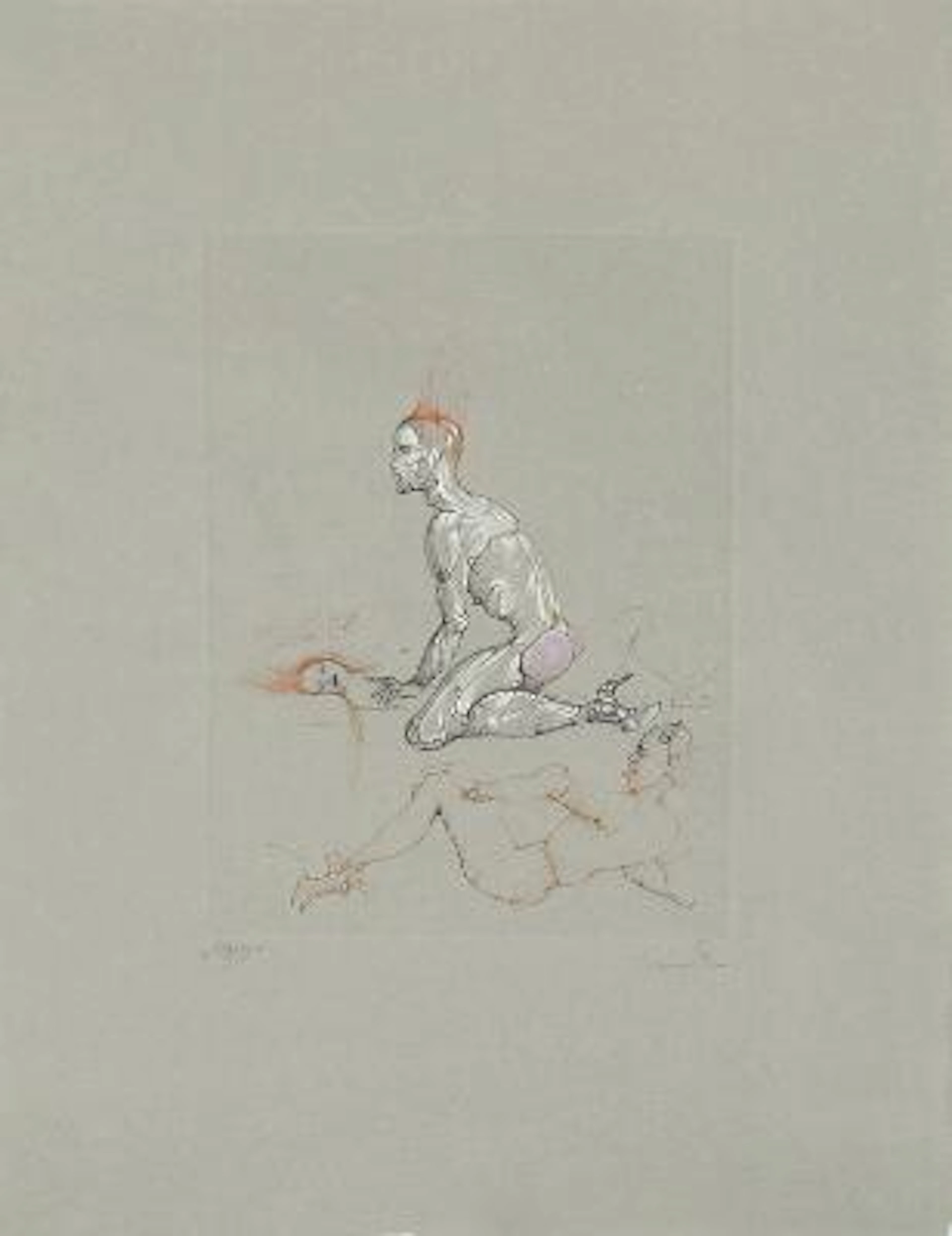 Leonor Fini: Two compositions. Signed. Etchings in colours. Sheet