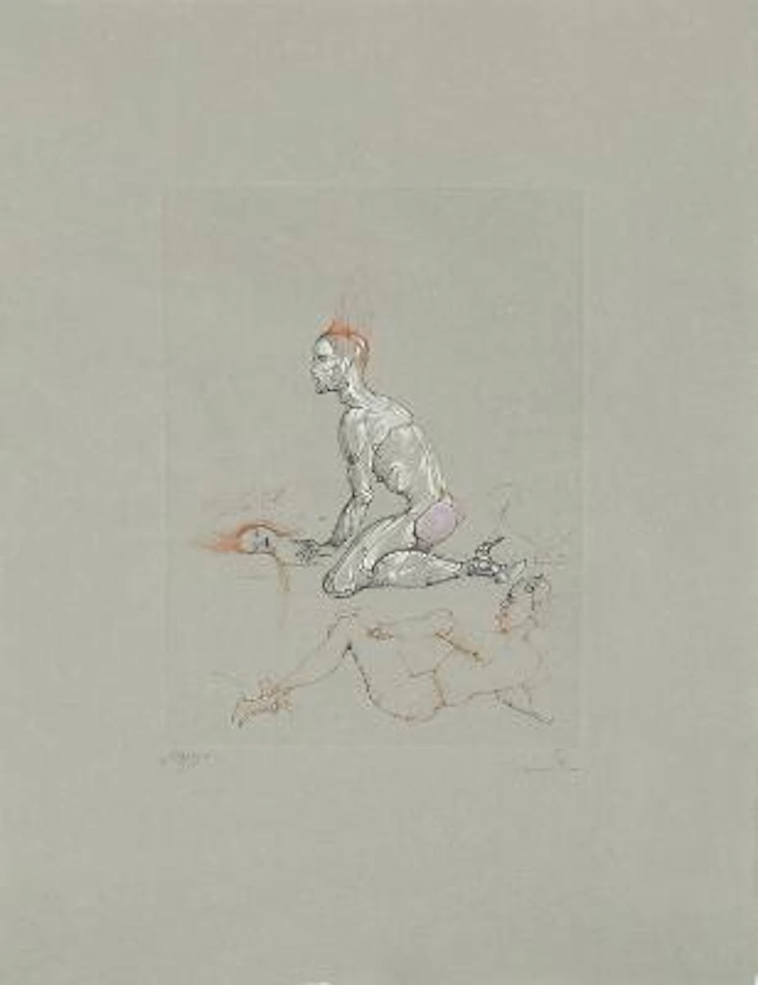 Leonor Fini: Two compositions. Signed. Etchings in colours. Sheet