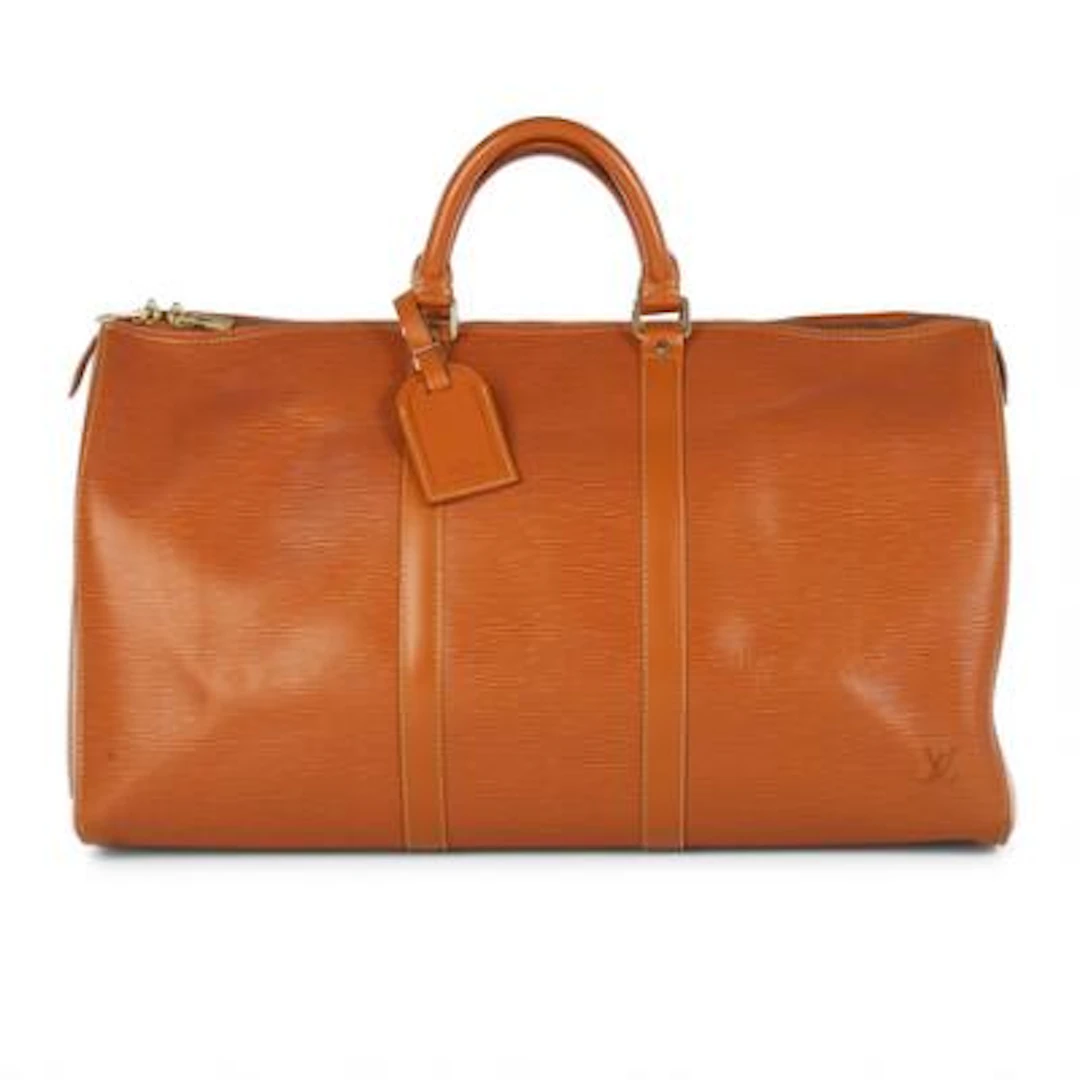 Louis Vuitton: A "Keepall 60" travel bag of brown Epi leather with