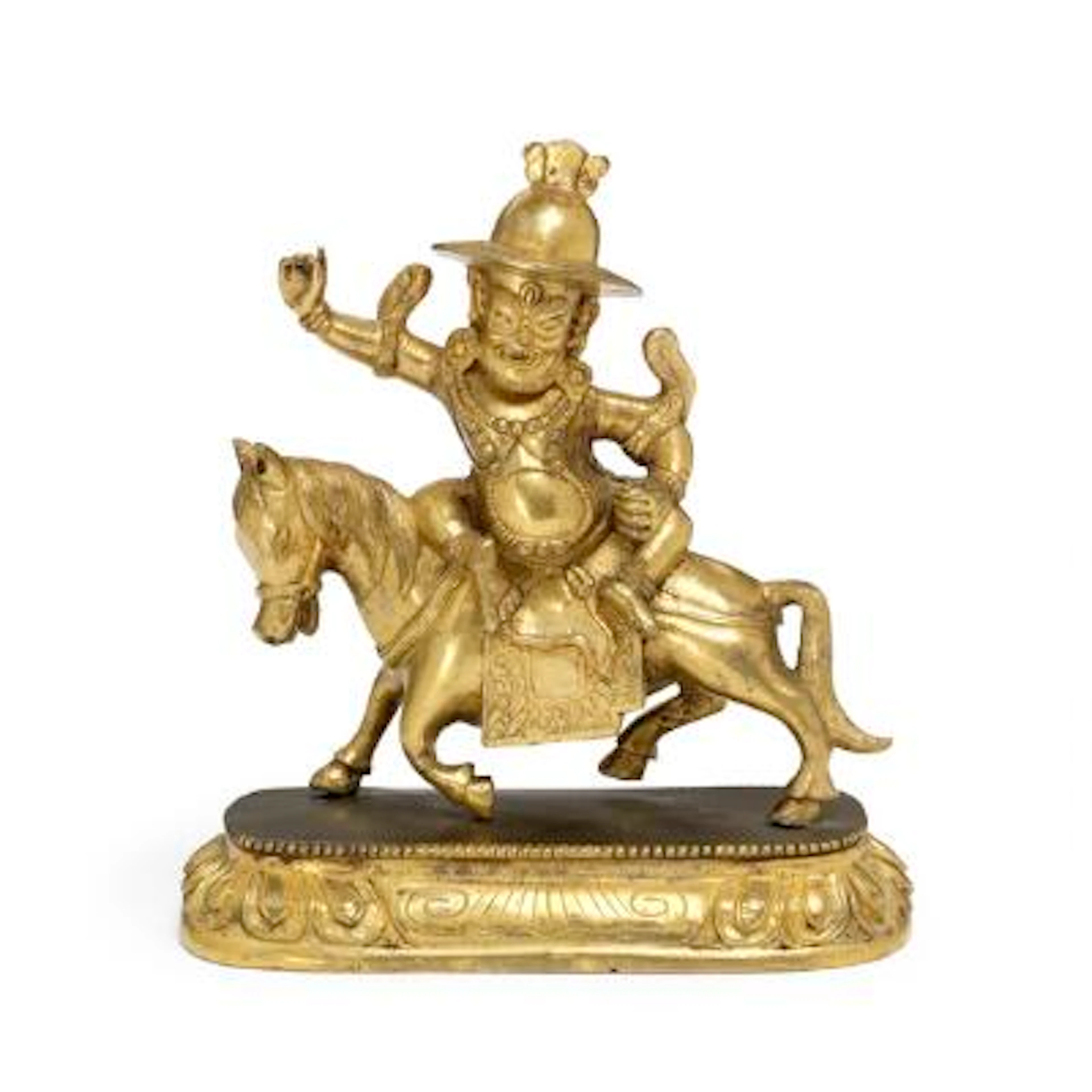 A Chinese gilt copper alloy figure of possibly the protector Dorje