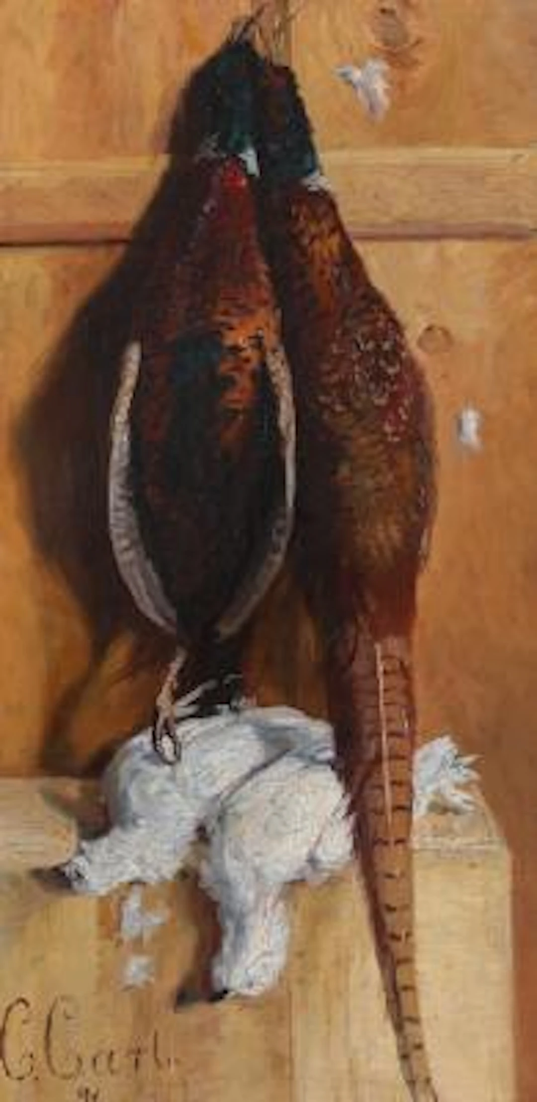 Clara Carl: Still life with pheasants. Signed and dated C. Carl 91.