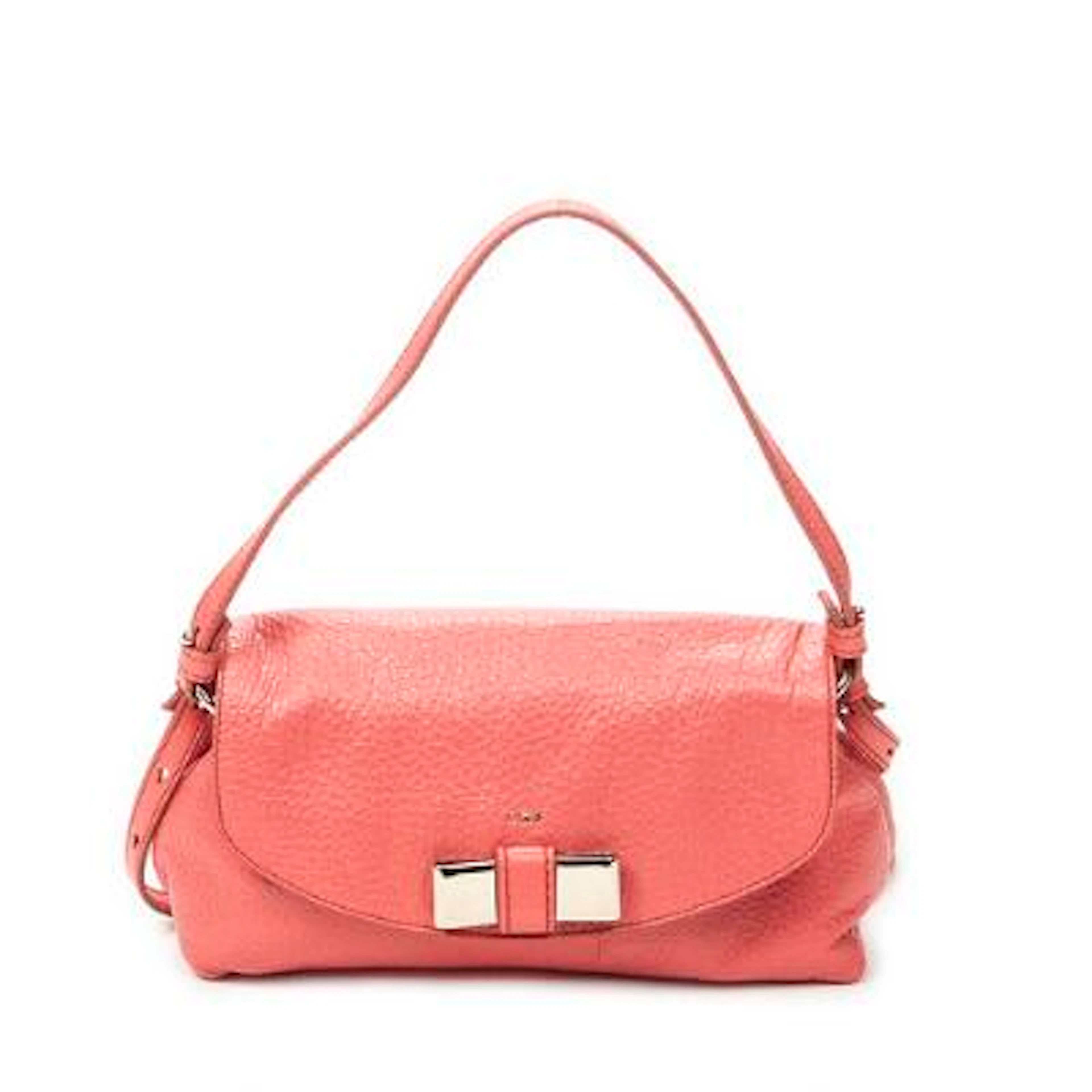 Chloé: A "Lily Crossbody" bag in pink leather with a handle and a
