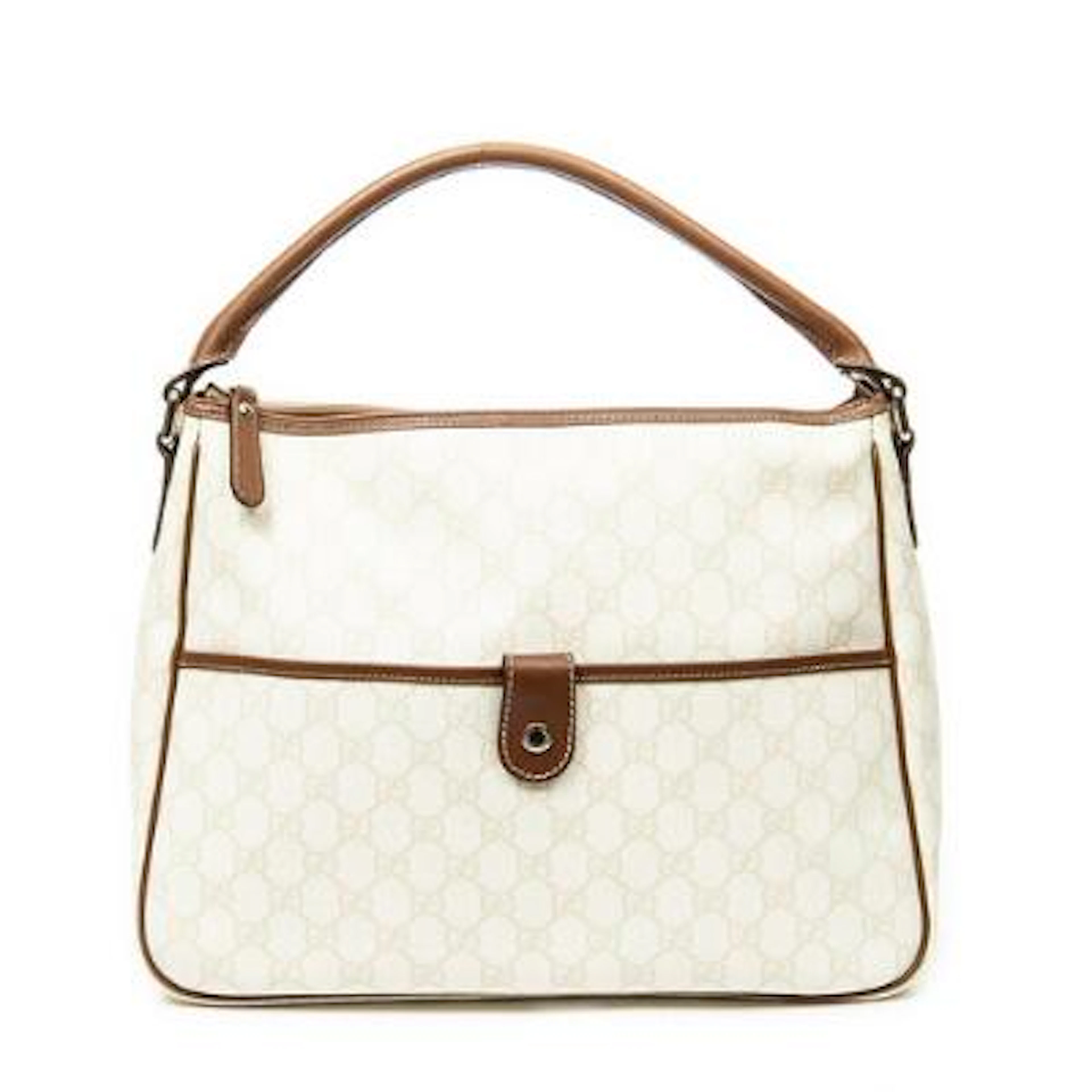 Gucci: A "Front Pocket Zip Hobo" bag in beige monogram coated canvas
