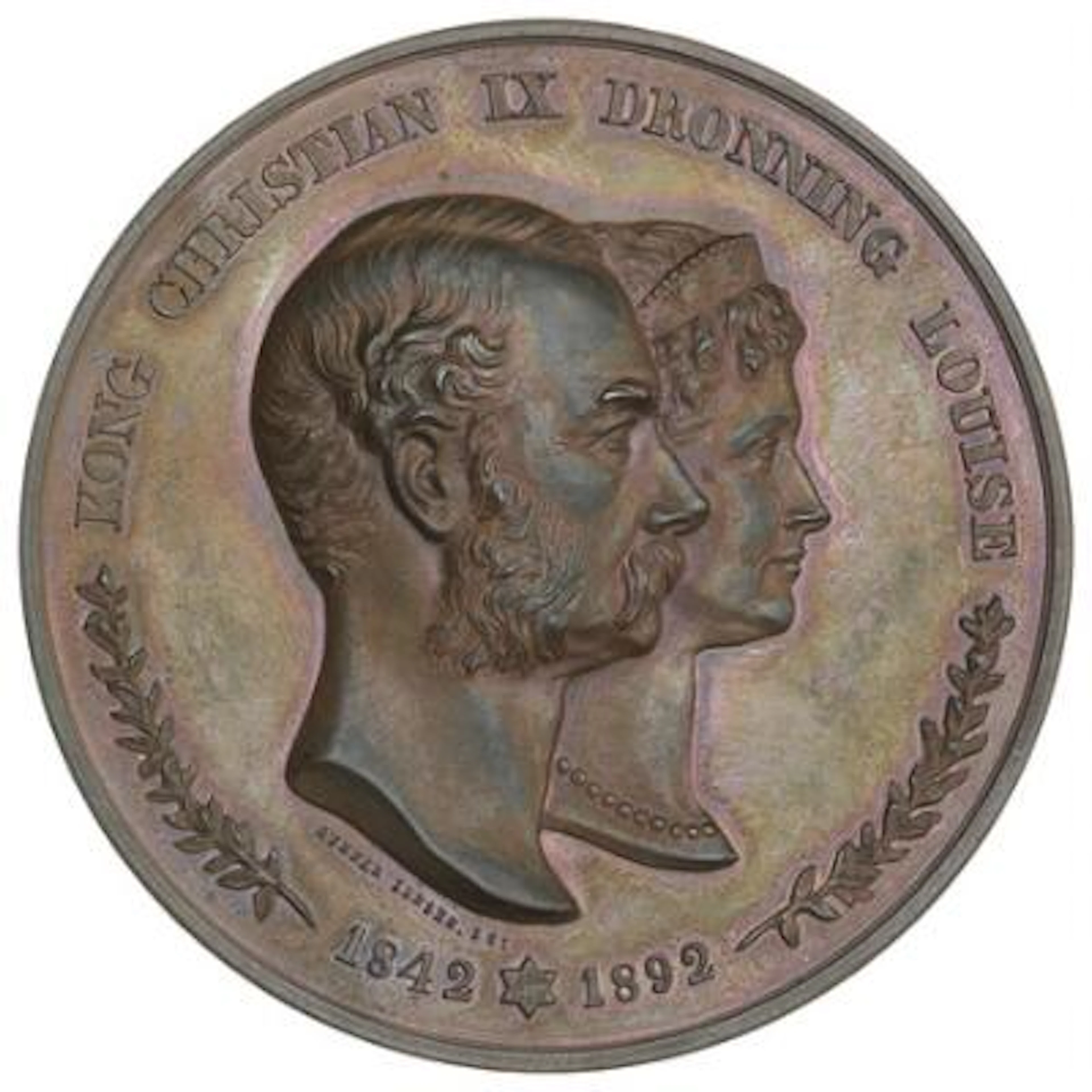 Christian IX, Golden Wedding of the Royal couple, bronze medal 1892