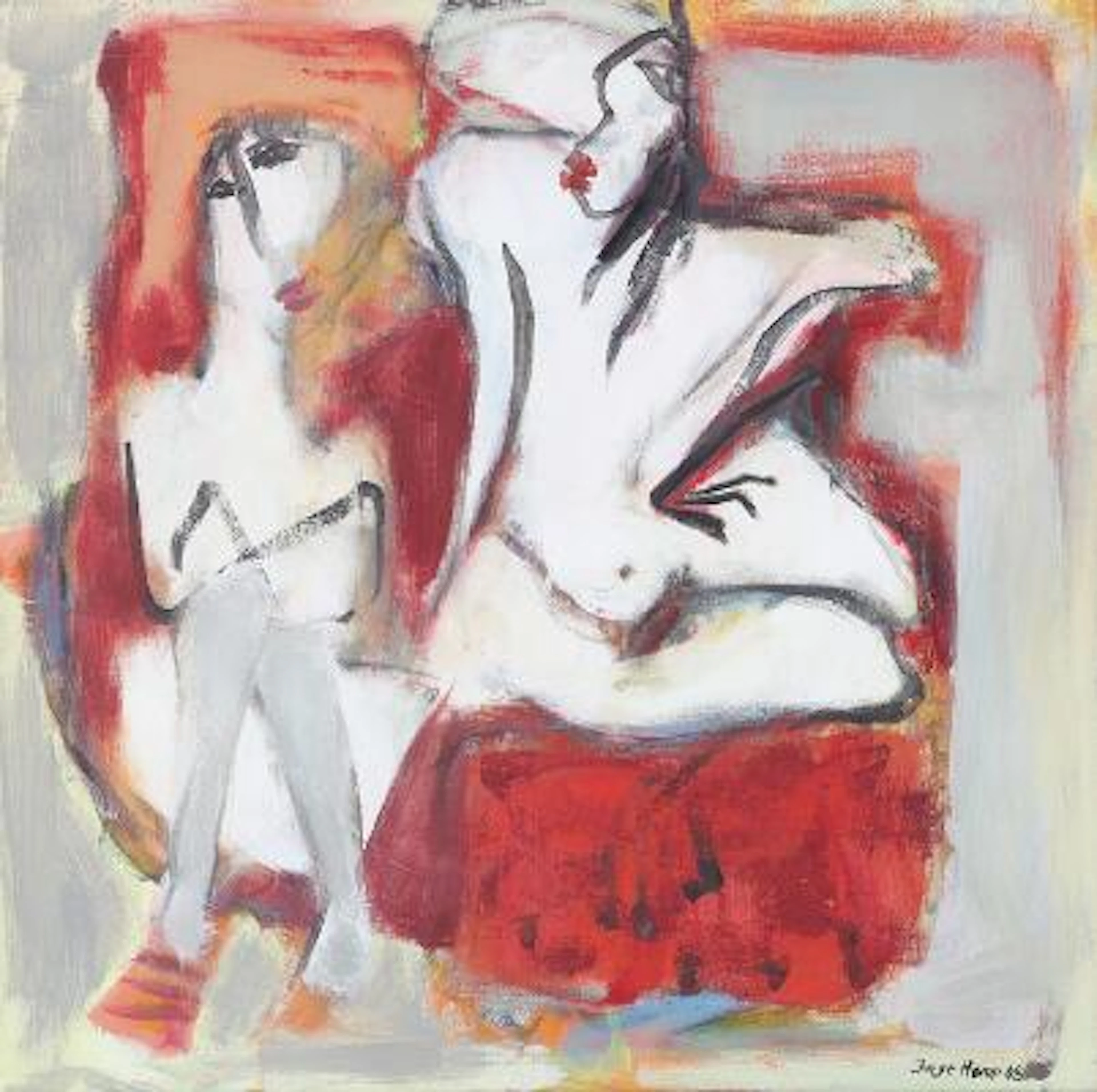 Inge Hørup: "Classic scene", 2008. Signed Inge Hørup 08. Oil on canvas.