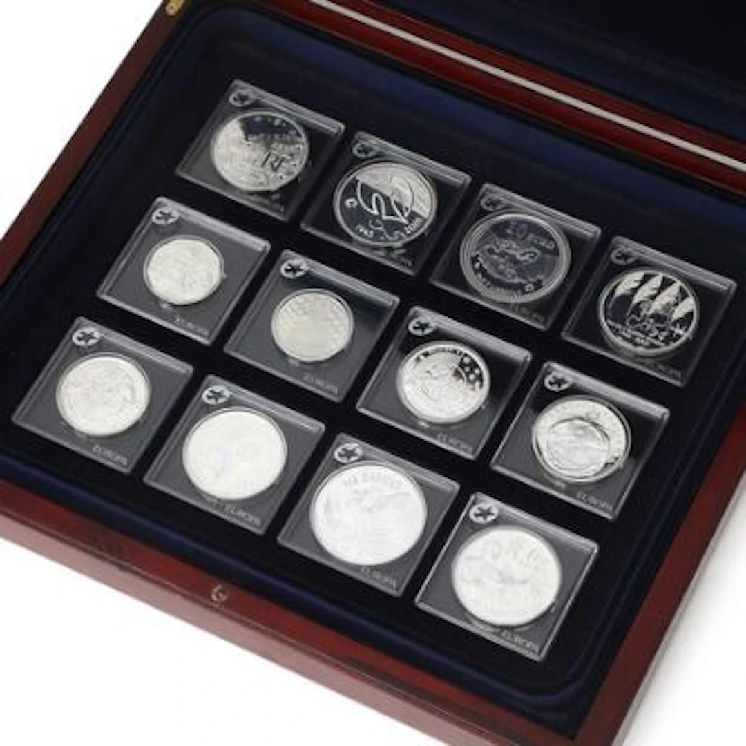 Collection of commemorative coins from Euro countries in silver, in