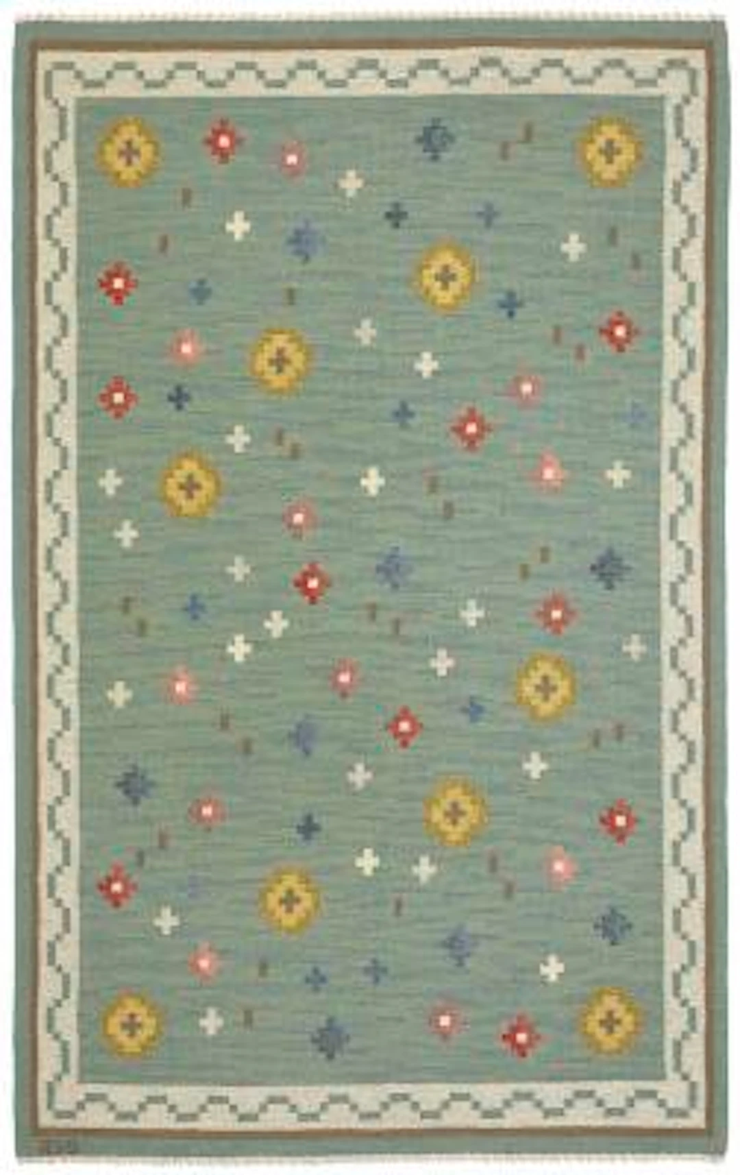 Anna-Greta Sjöqvist: Handwoven wool carpet in "rölakan" flatweave