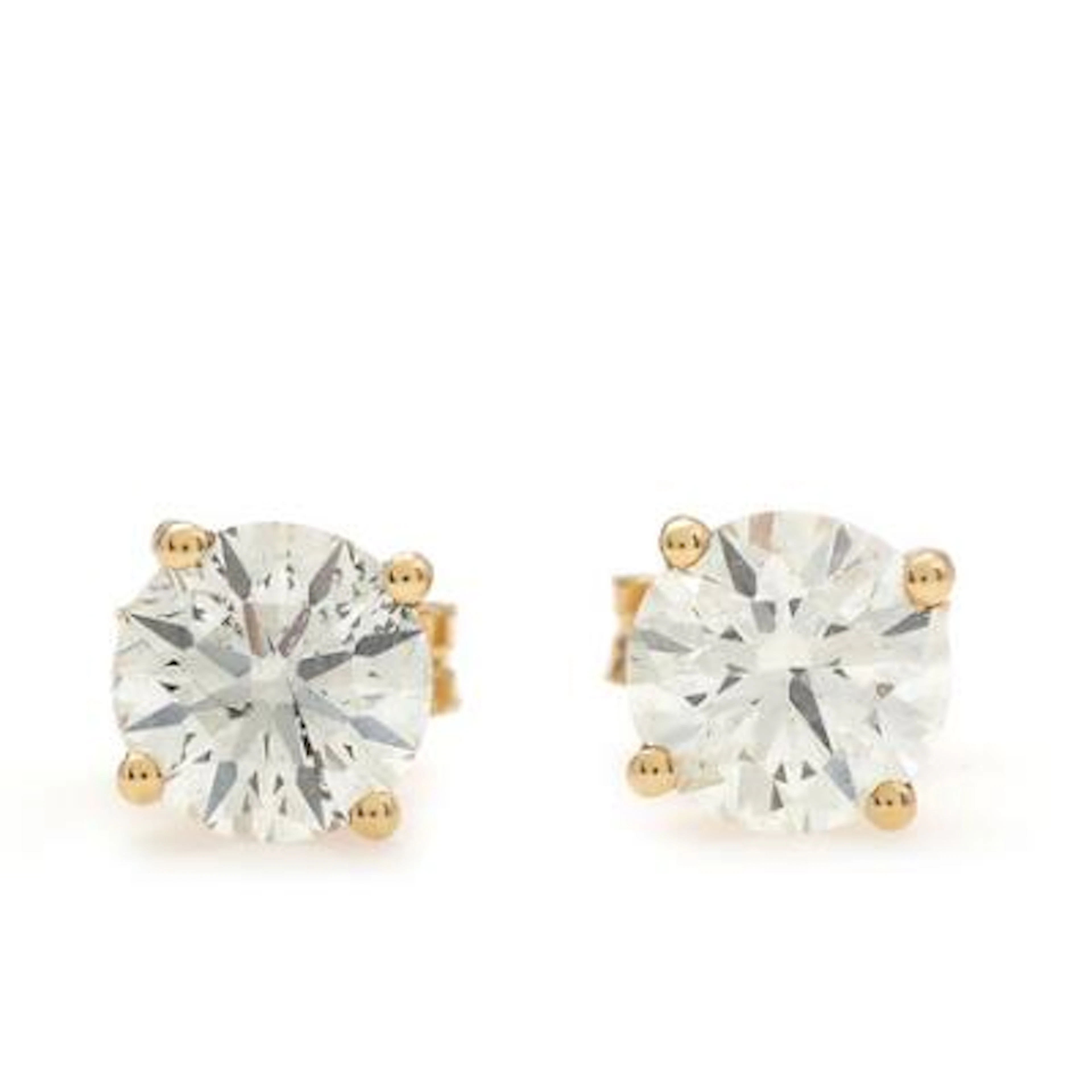 A pair of diamond ear studs, each set with a brilliant-cut diamond