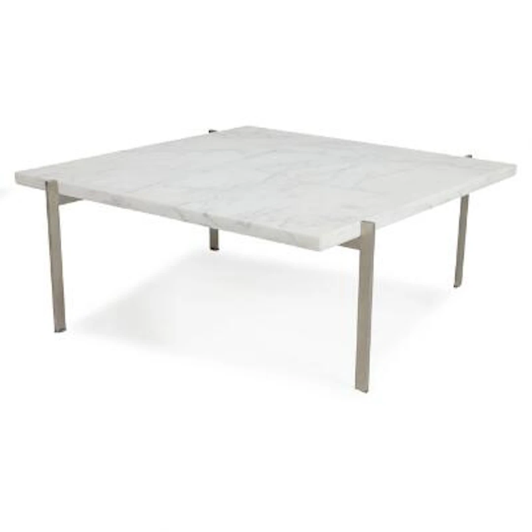 Poul Kjærholm: "PK 61" Coffee table with steel frame and white marble