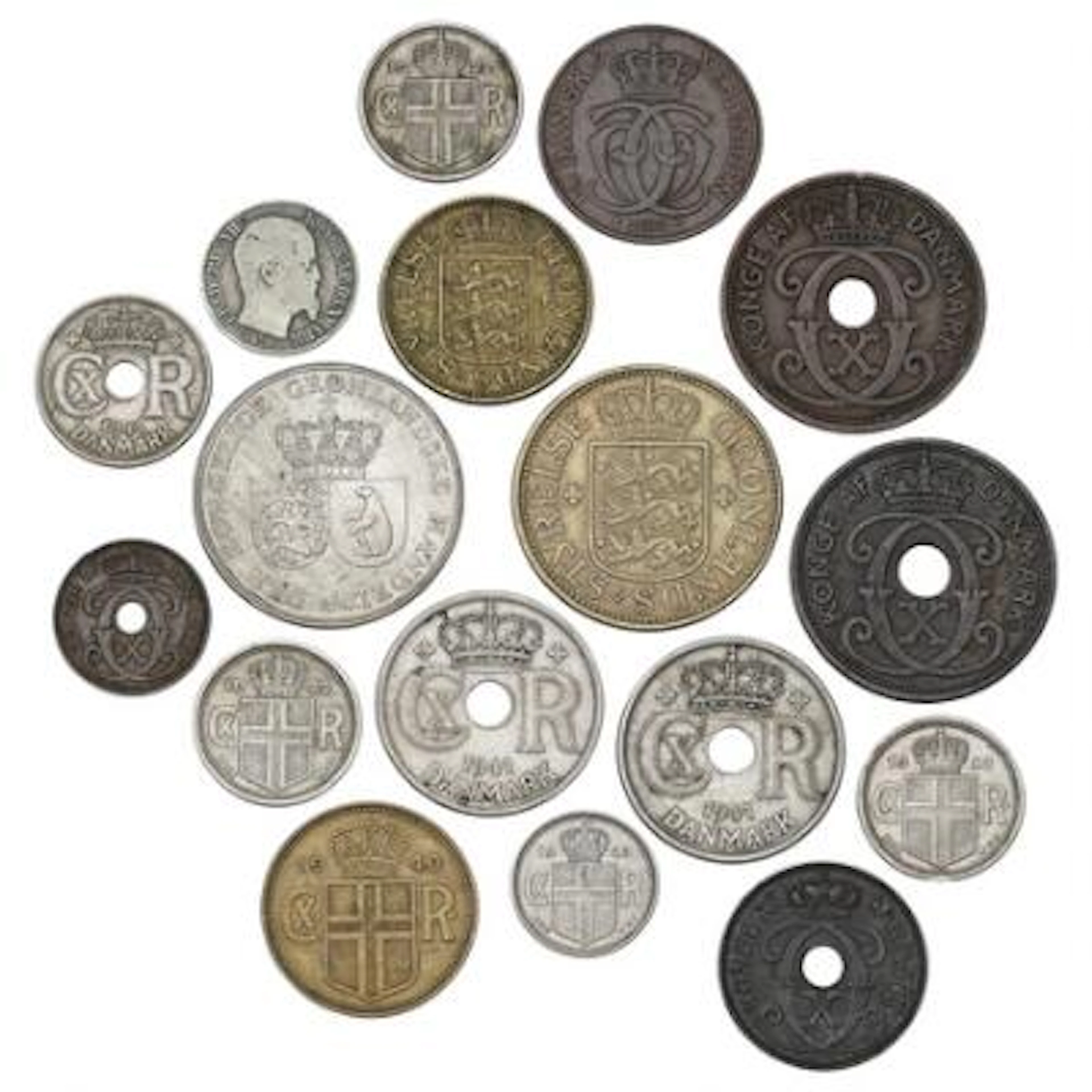 Faroe Islands, official coinage, 1 øre - 25 øre 1941, complete set