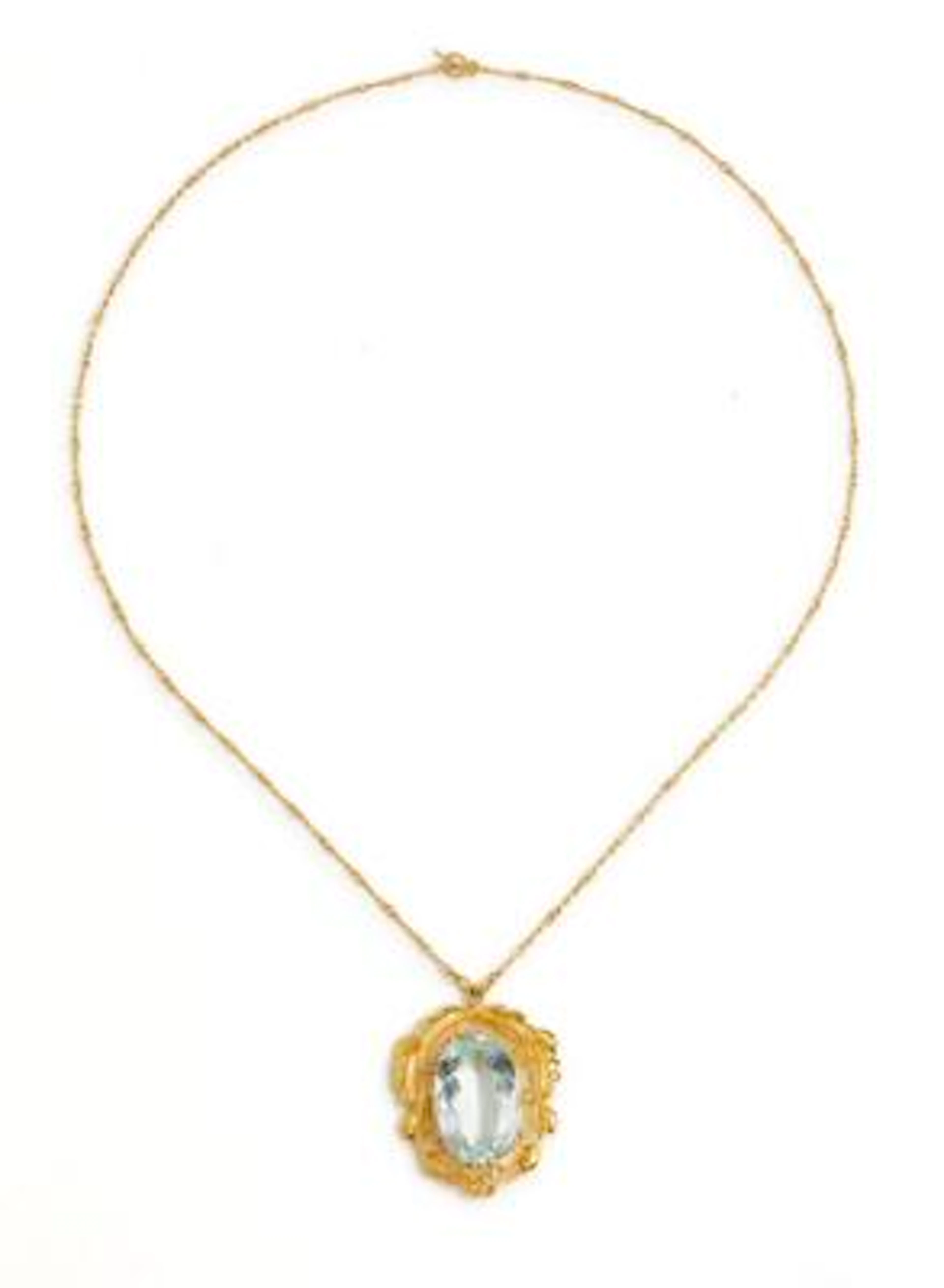 Georg Jensen: An aquamarine necklace set with an oval-cut aquamarine