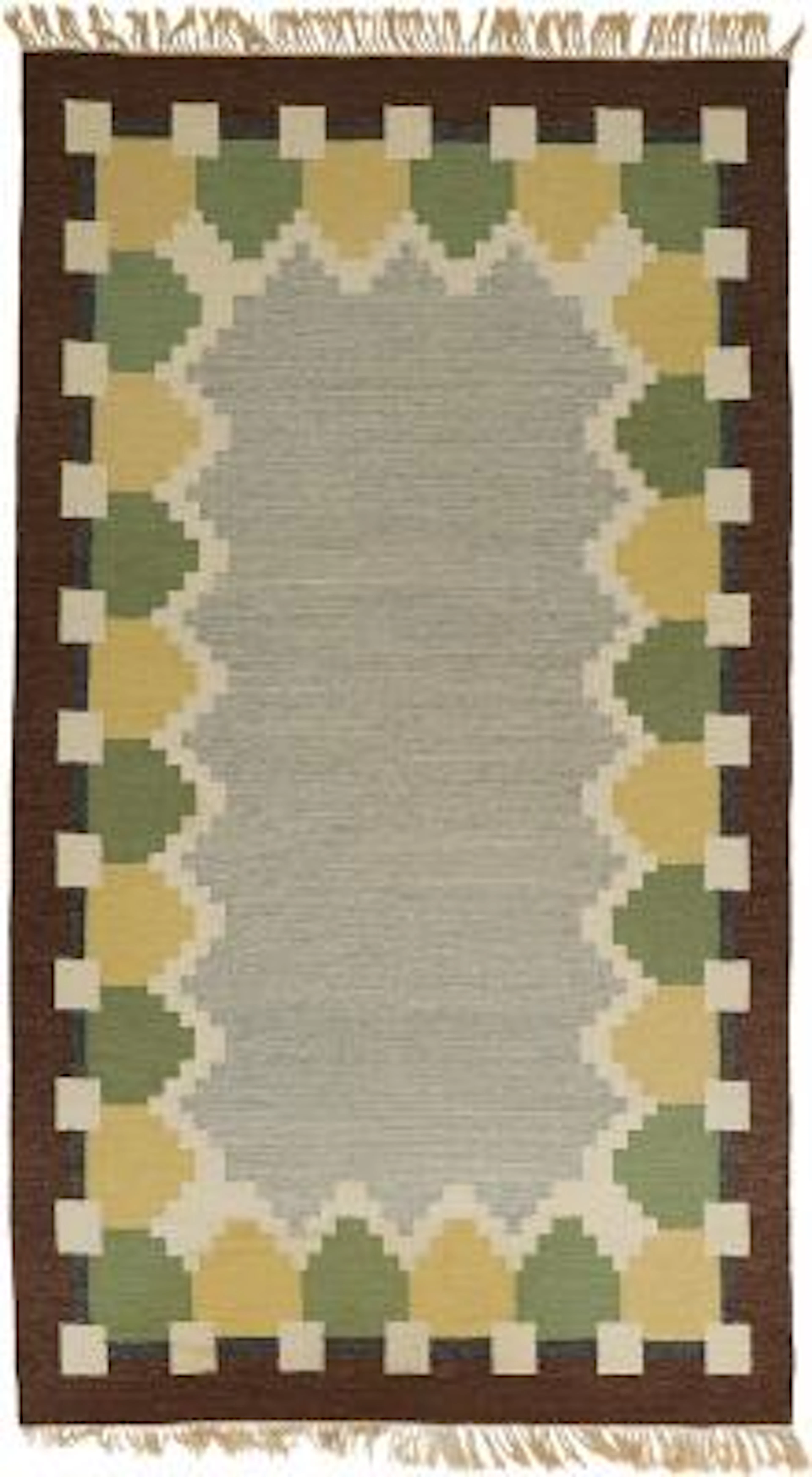 Swedish Modern: Hand-woven wool carpet in "rölakan" technique. Grey