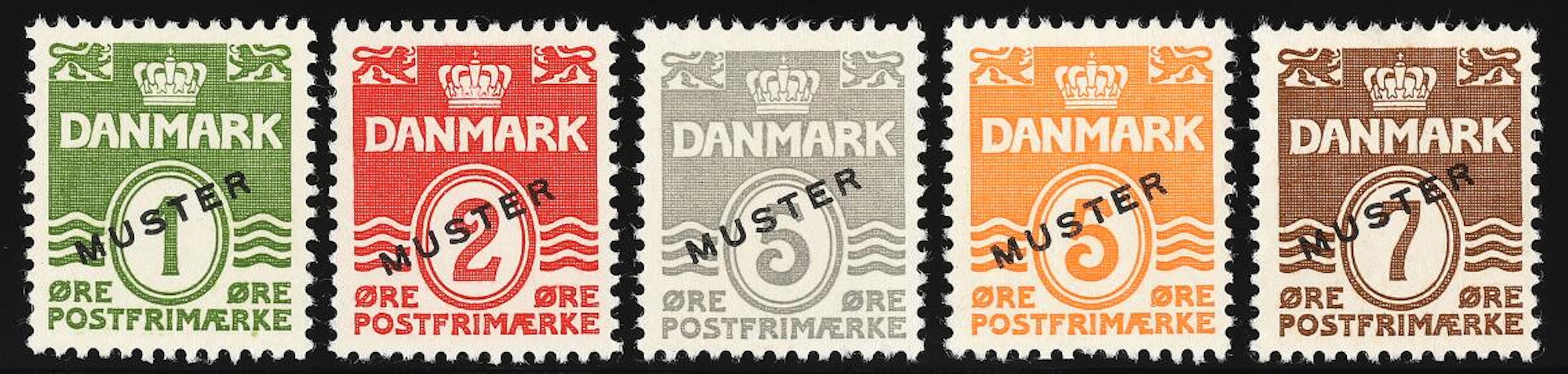1932. Wavery Line. 5 PROOFS with overprint "MUSTER" of which 4 has