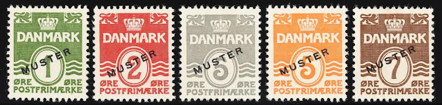 1932. Wavery Line. 5 PROOFS with overprint "MUSTER" of which 4 has
