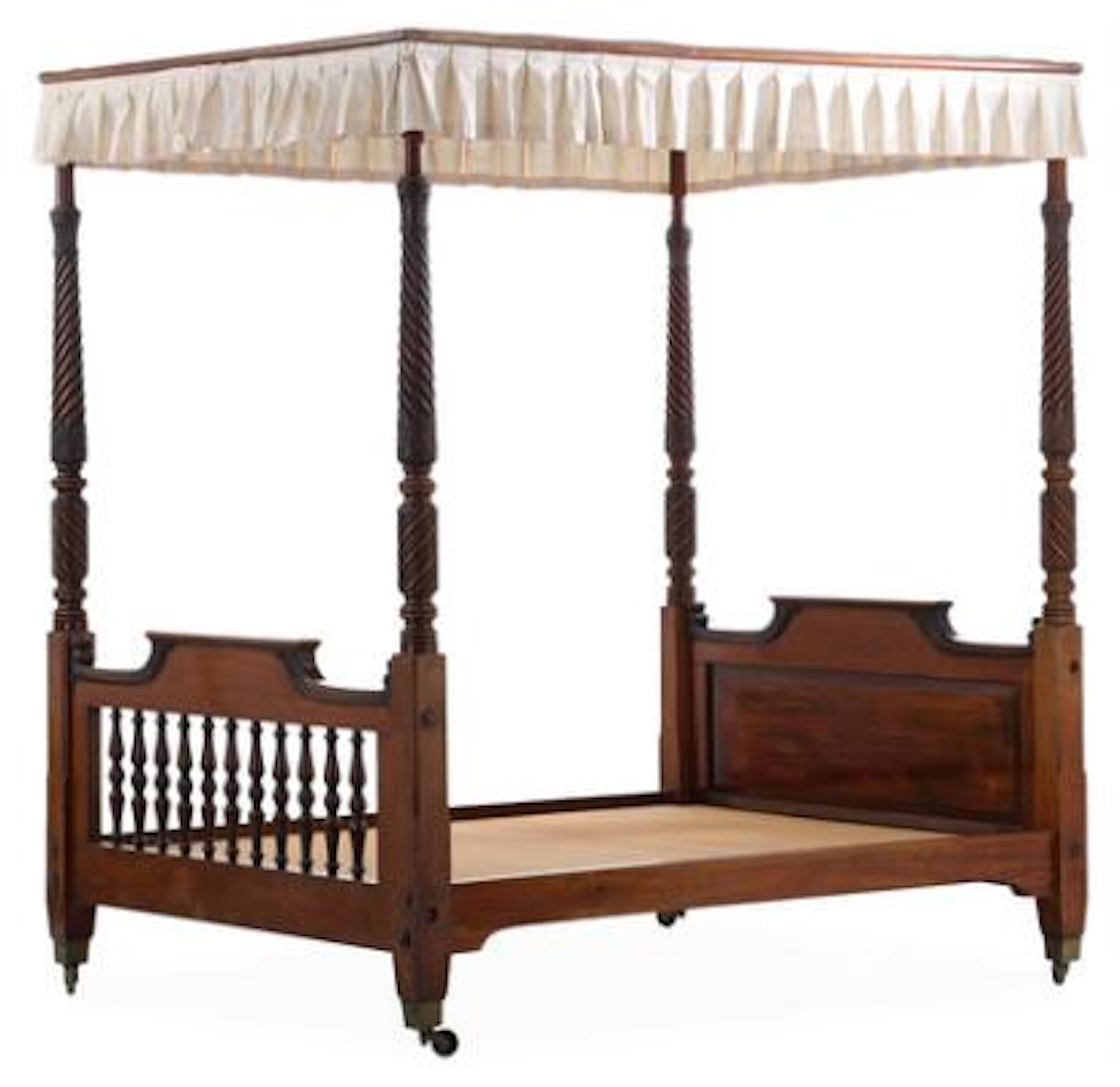 A Danish West Indian four-poster bed of mahogany. Second half of the