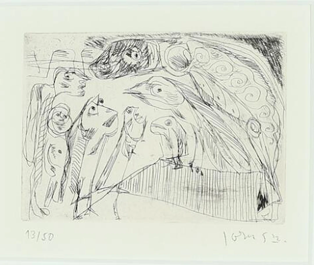 Asger Jorn: Composition from "Schweizer Suite". Signed Jorn 53, 13/50.