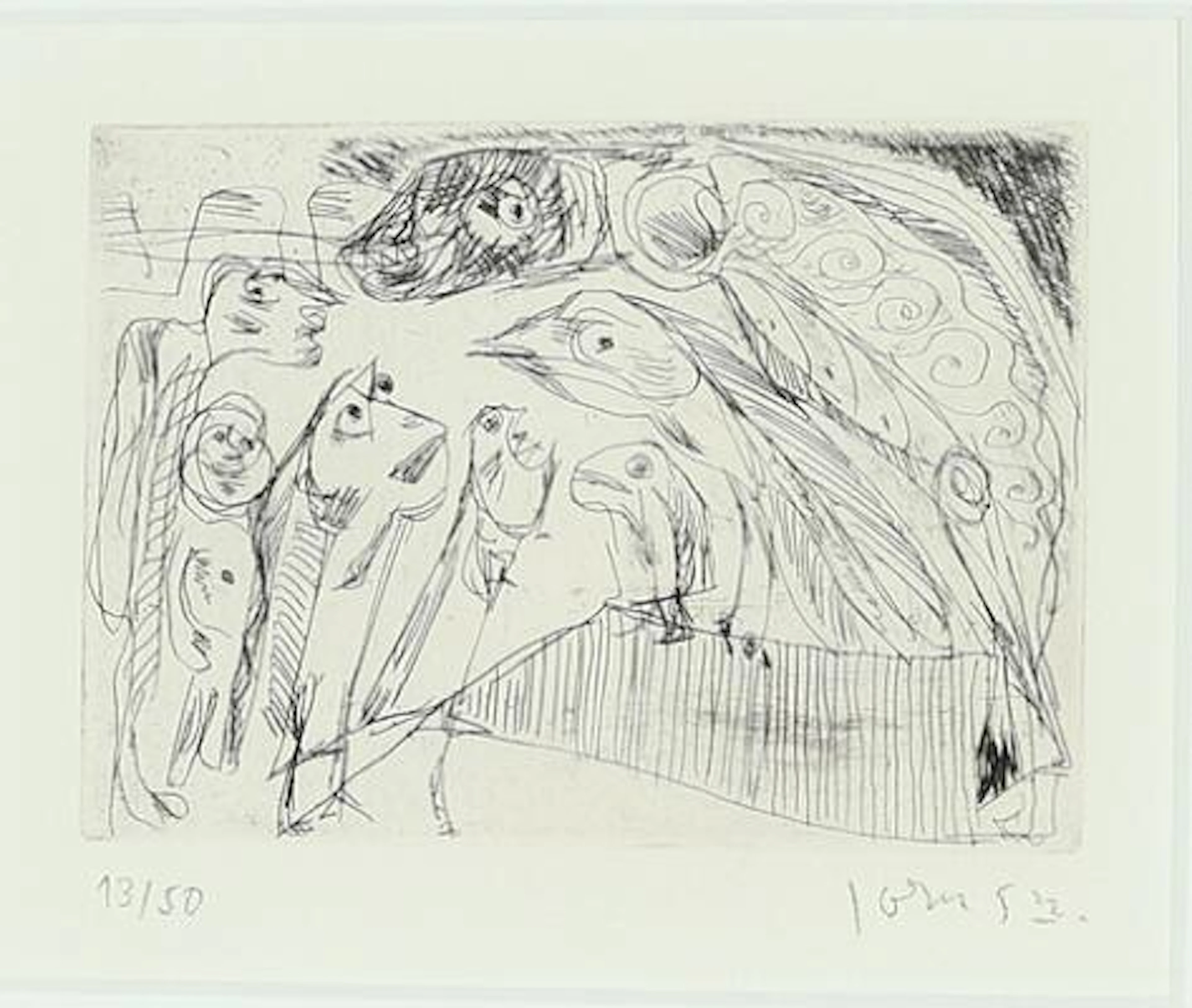 Asger Jorn: Composition from "Schweizer Suite". Signed Jorn 53, 13/50.